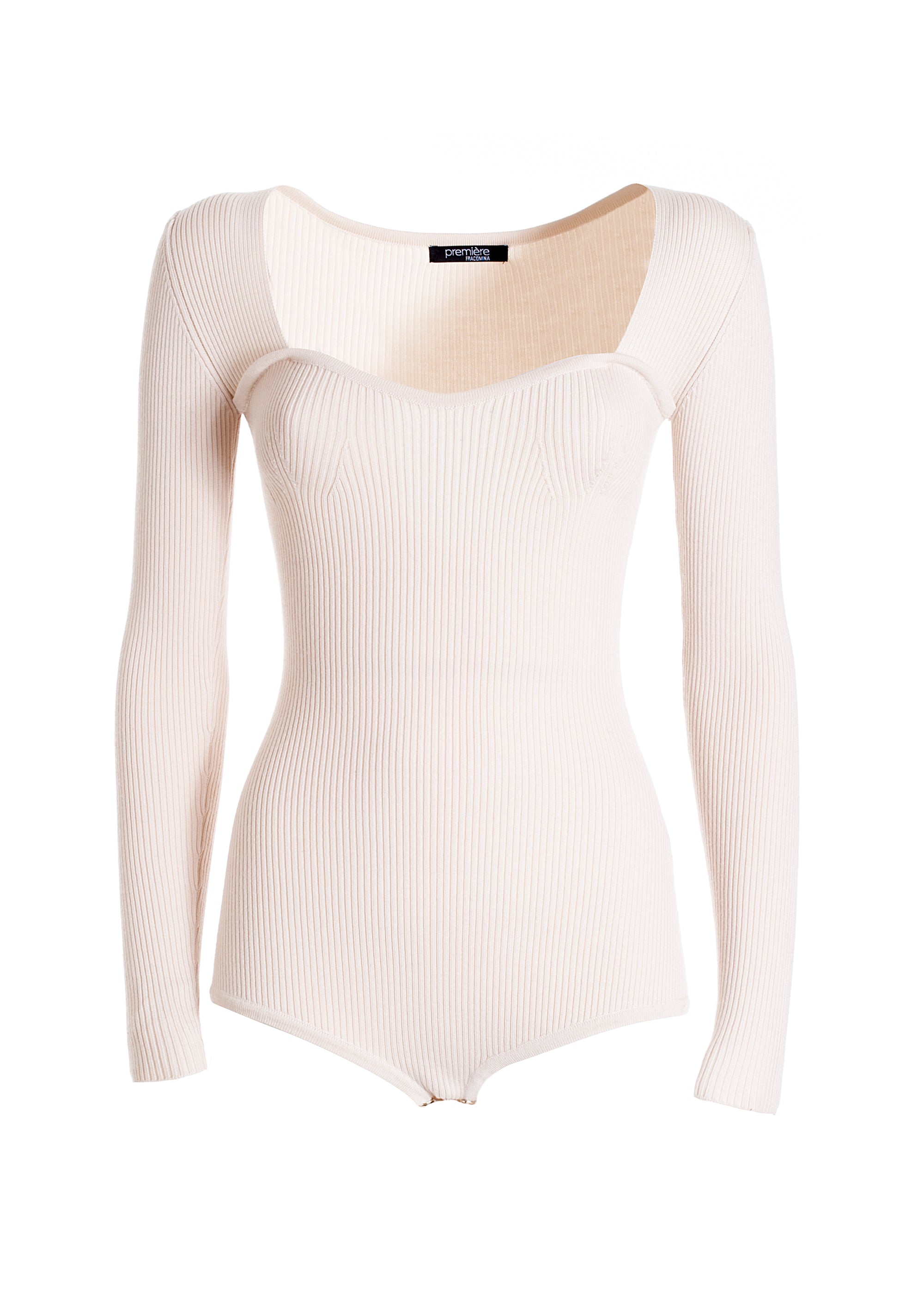 Body aderente in maglia a coste