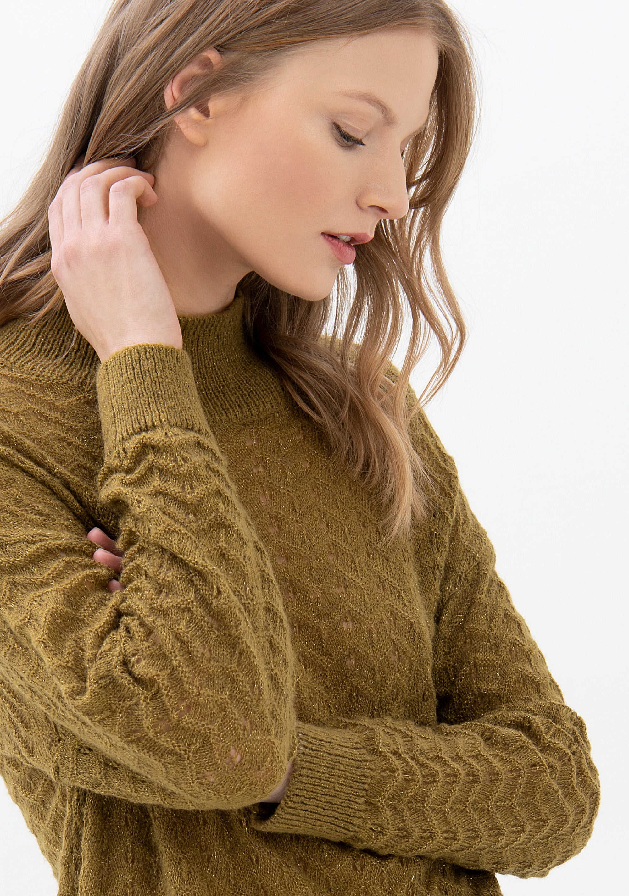 Maglia regular lunga con lana e mohair