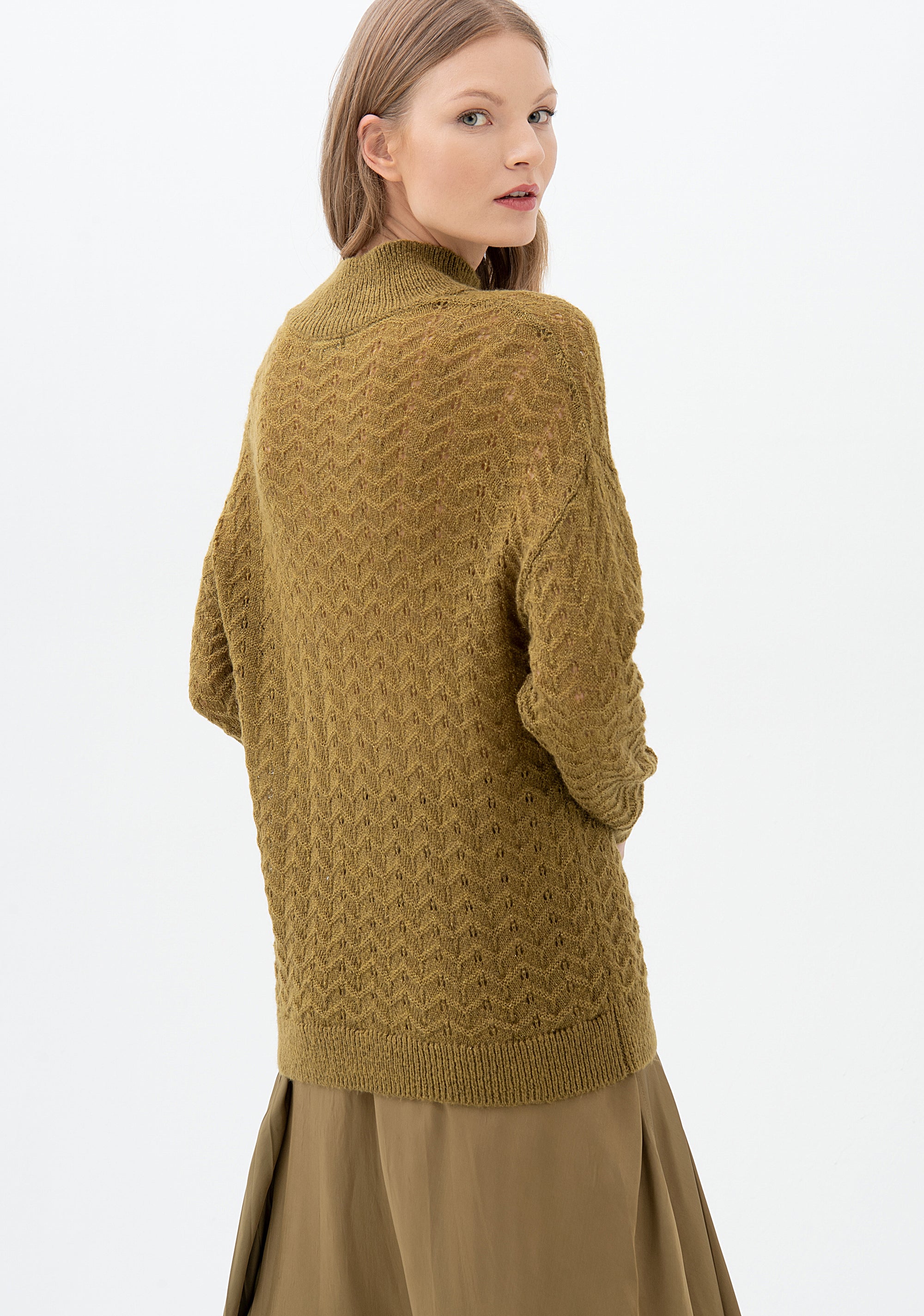 Maglia regular lunga con lana e mohair