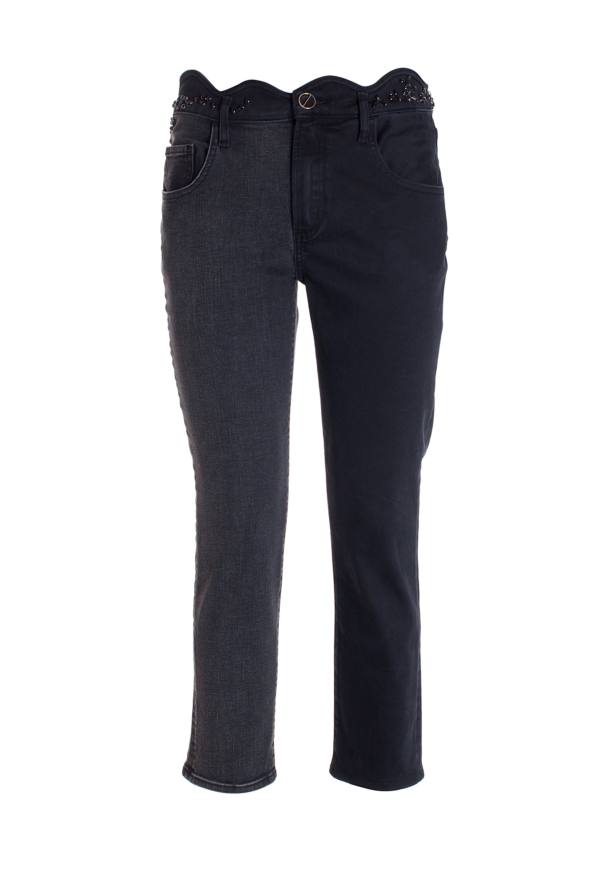 Jeans linea dritta in denim nero con lavaggio scuro-FRACOMINA-F321WV2001D40401