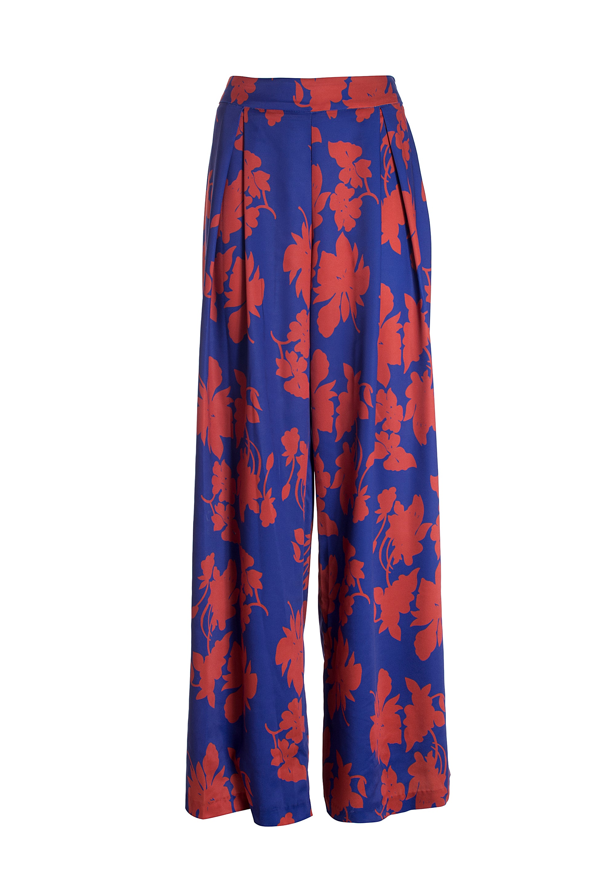 Pantalone palazzo ampio con fantasia floreale