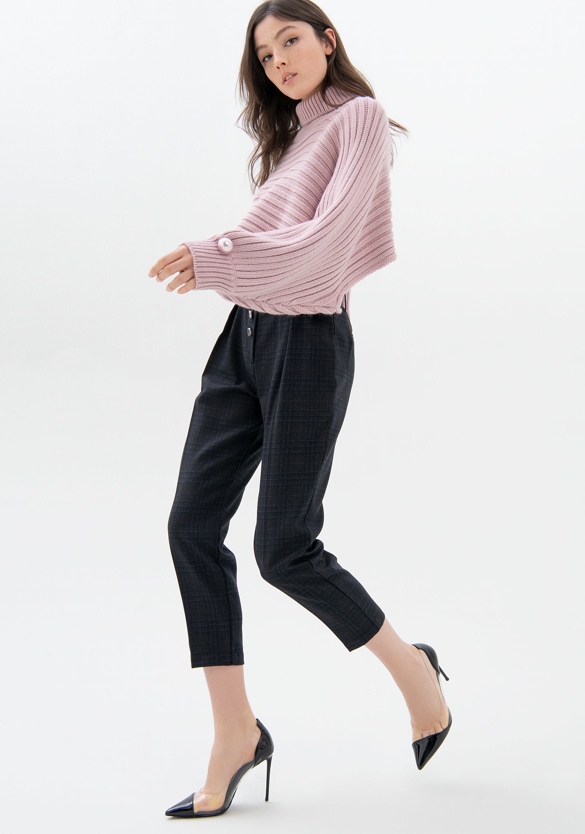 Pantalone carrot in tessuto Princpe di Galles-FRACOMINA-F321WVD003W45901