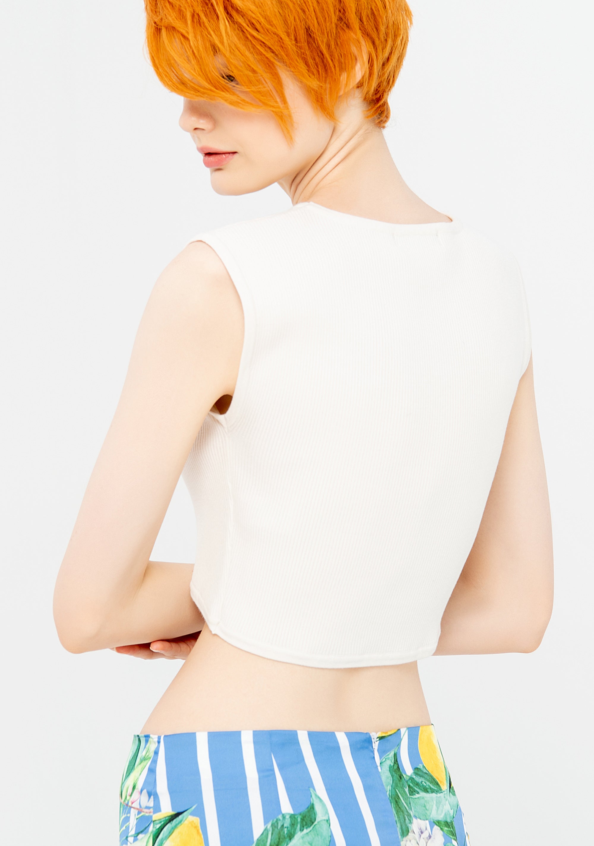 Top slim cropped in maglieria