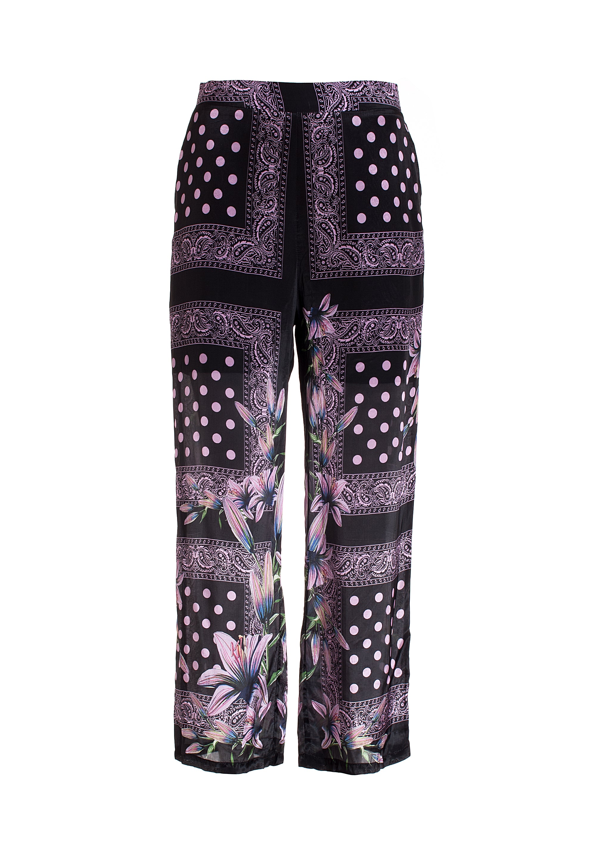 Pantalone ampio in fantasia foulard
