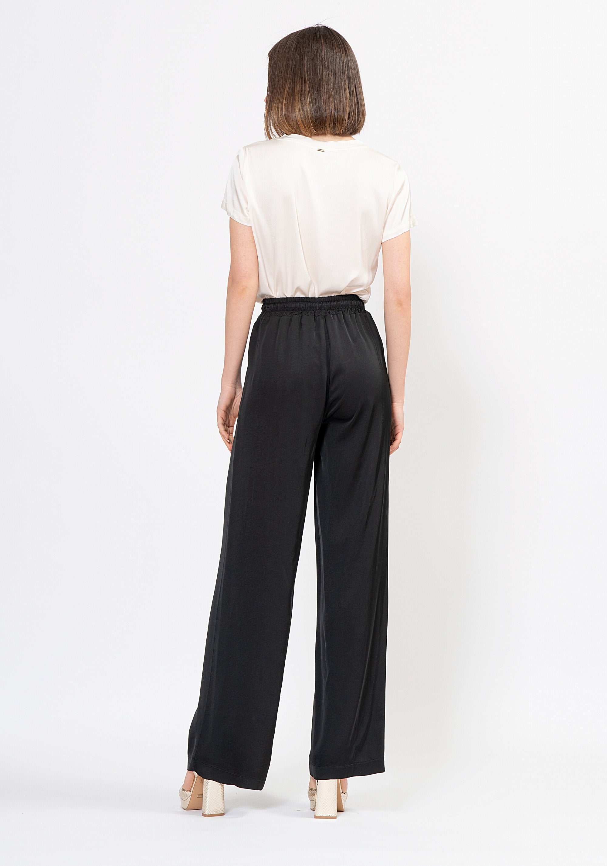 Pantalone palazzo ampio in viscosa fluida