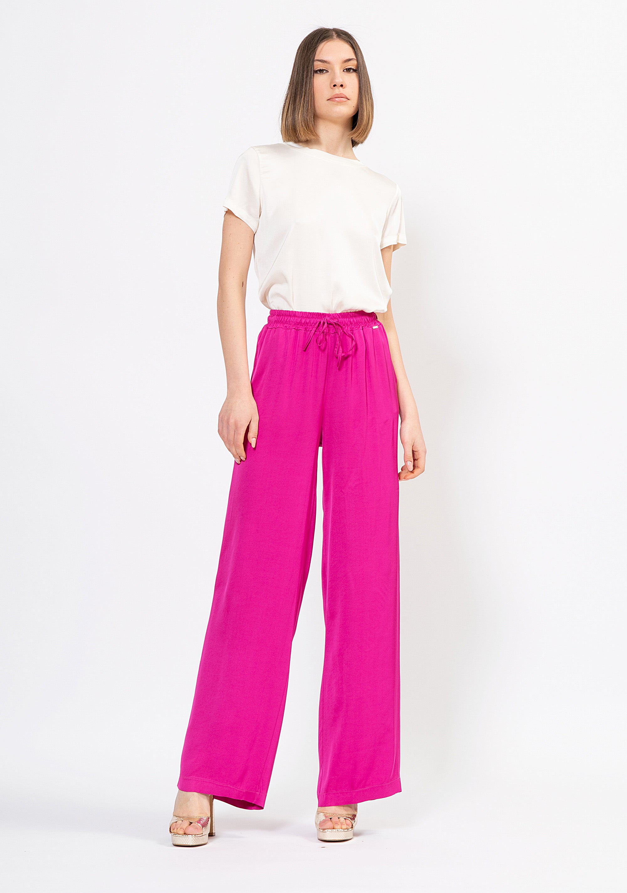 Pantalone palazzo ampio in viscosa fluida