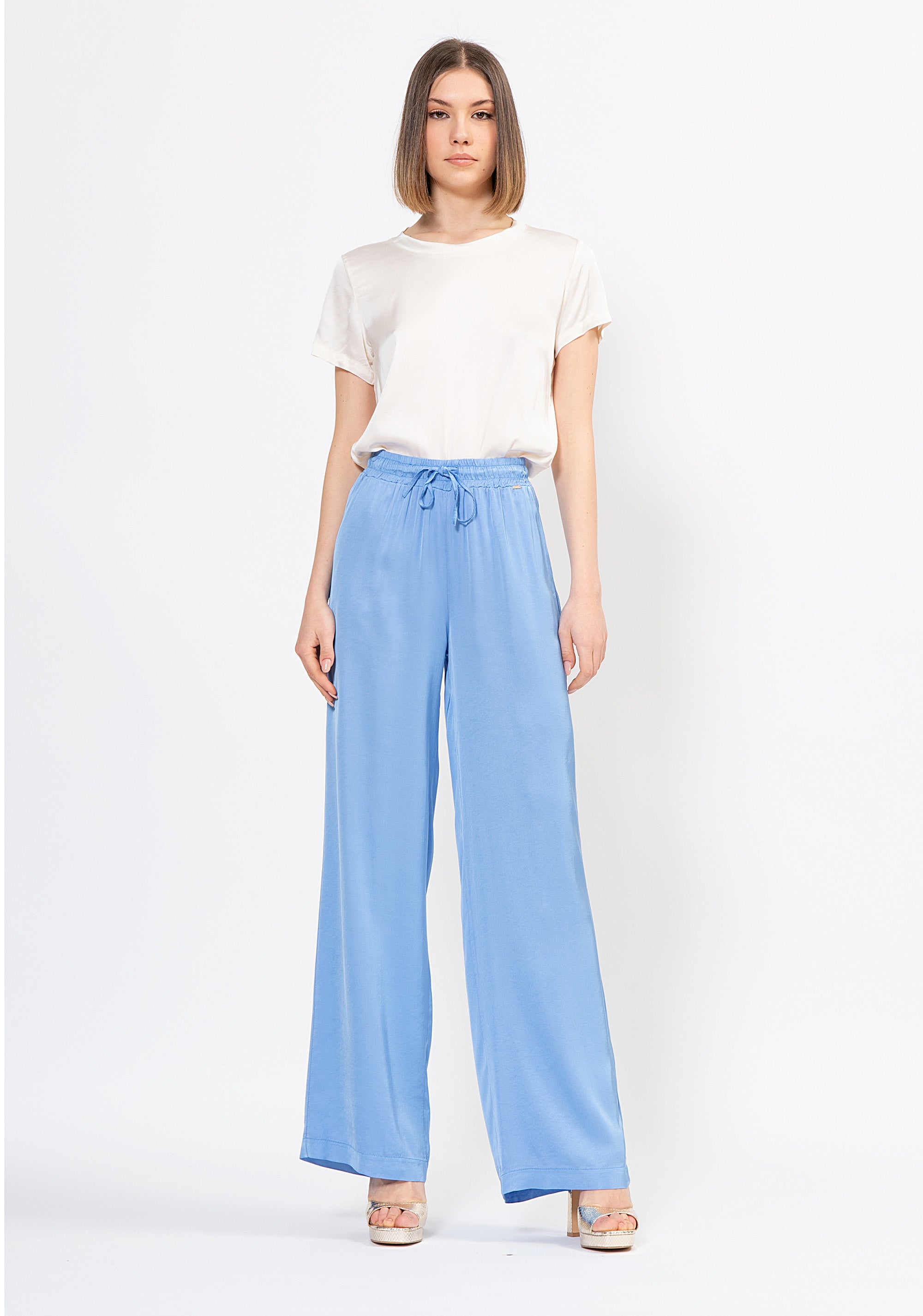 Pantalone palazzo ampio in viscosa fluida