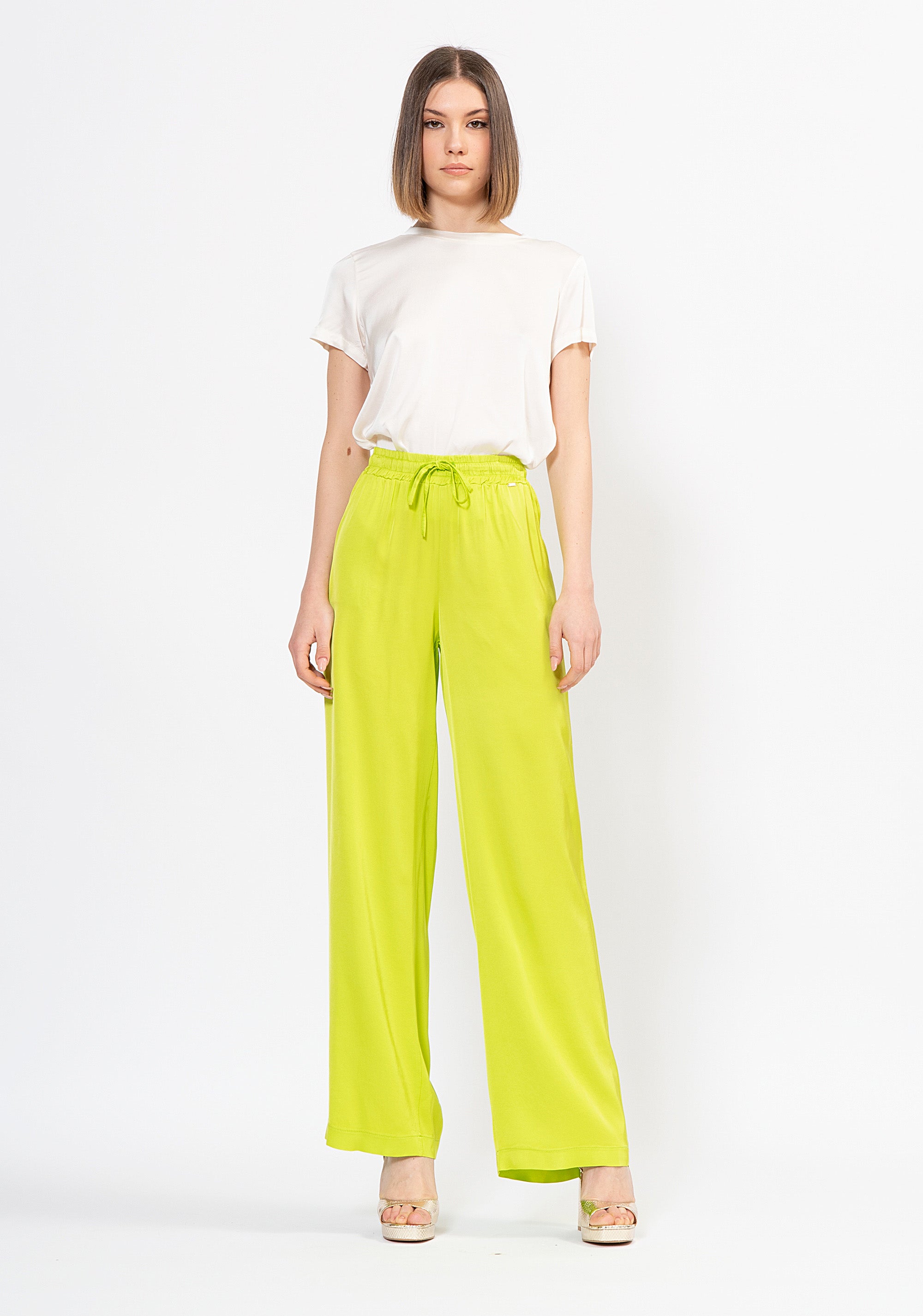 Pantalone palazzo ampio in viscosa fluida