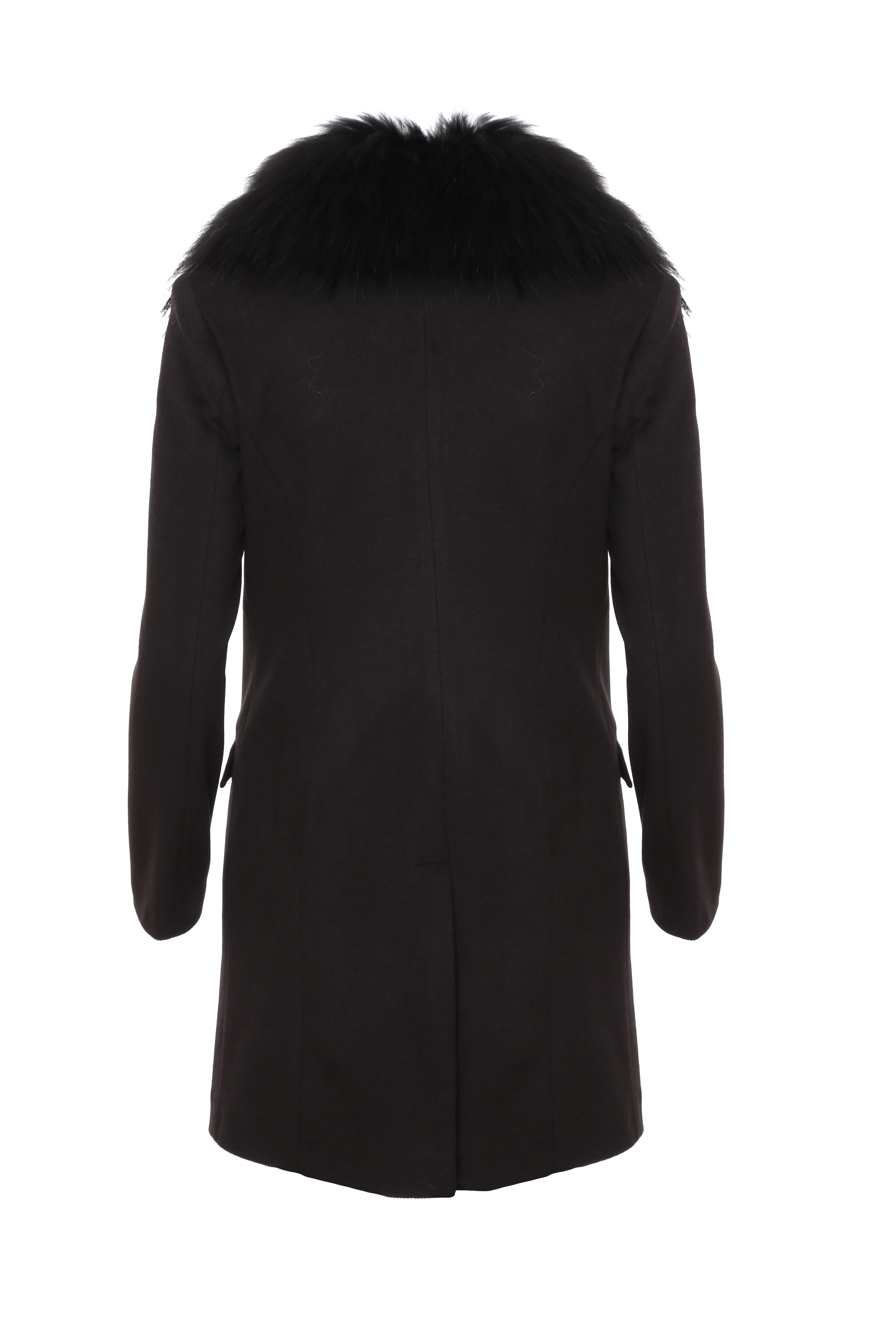 Cappotto slim in panno collo in pelliccia
