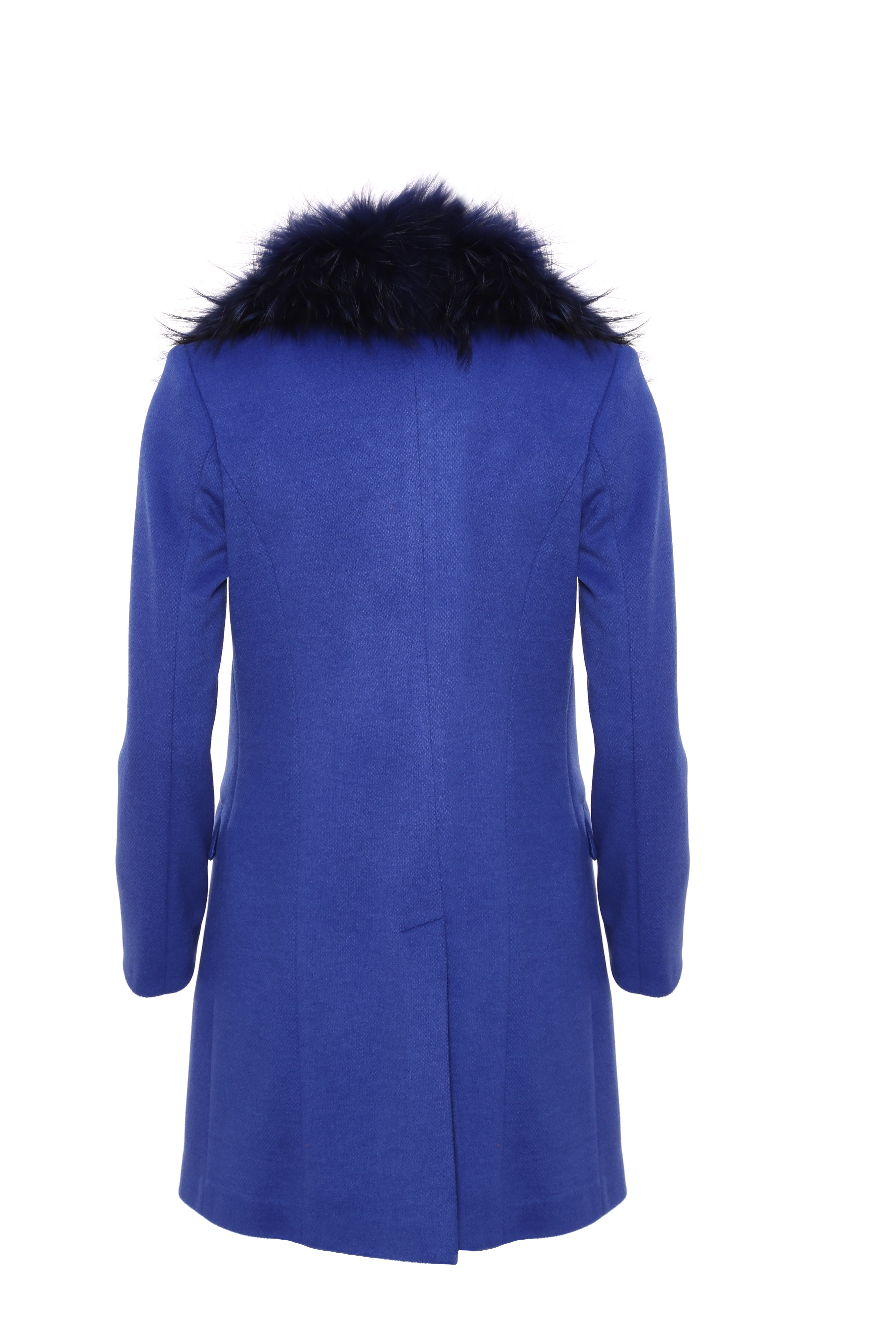 Cappotto slim in panno collo in pelliccia