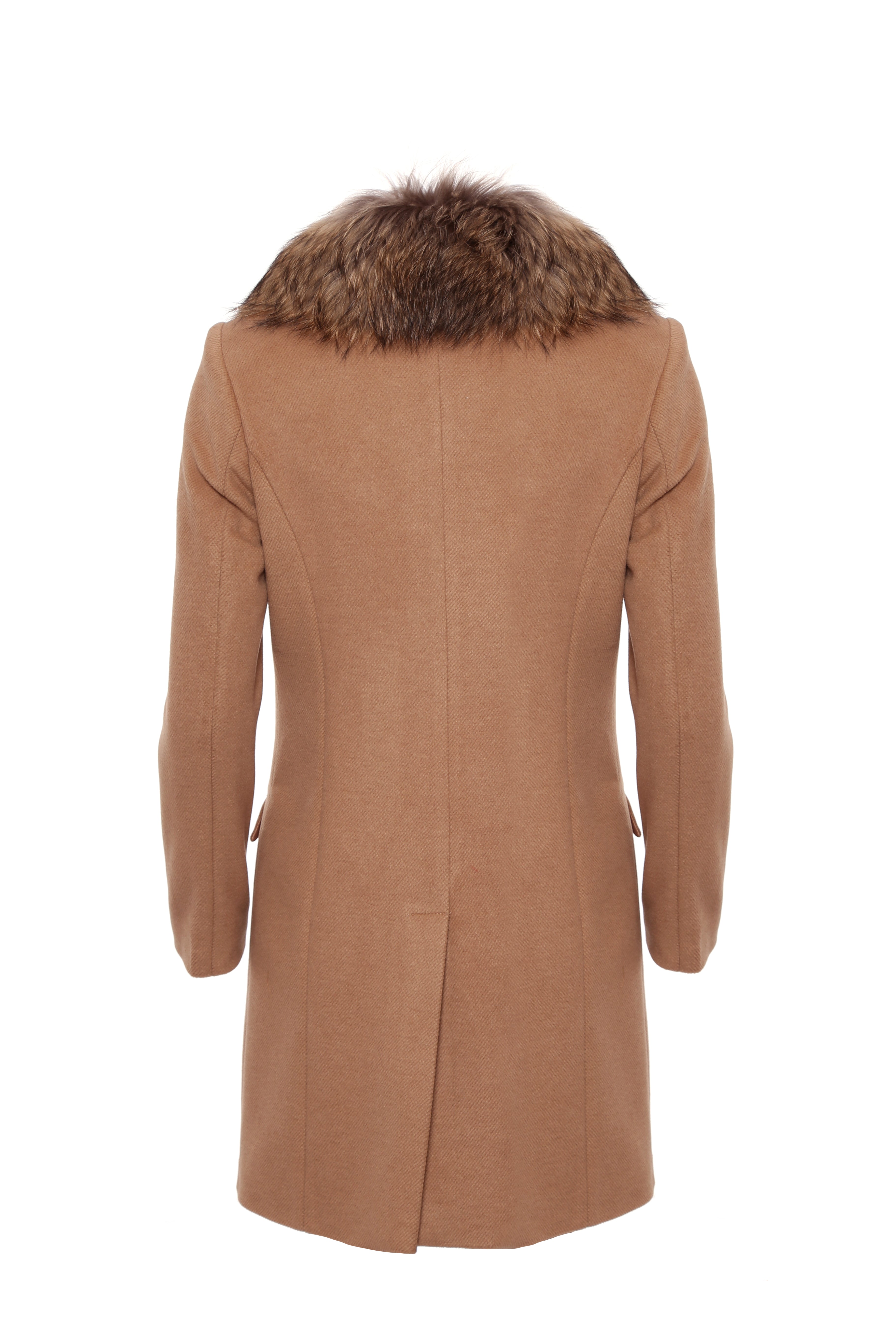 Cappotto slim in panno collo in pelliccia