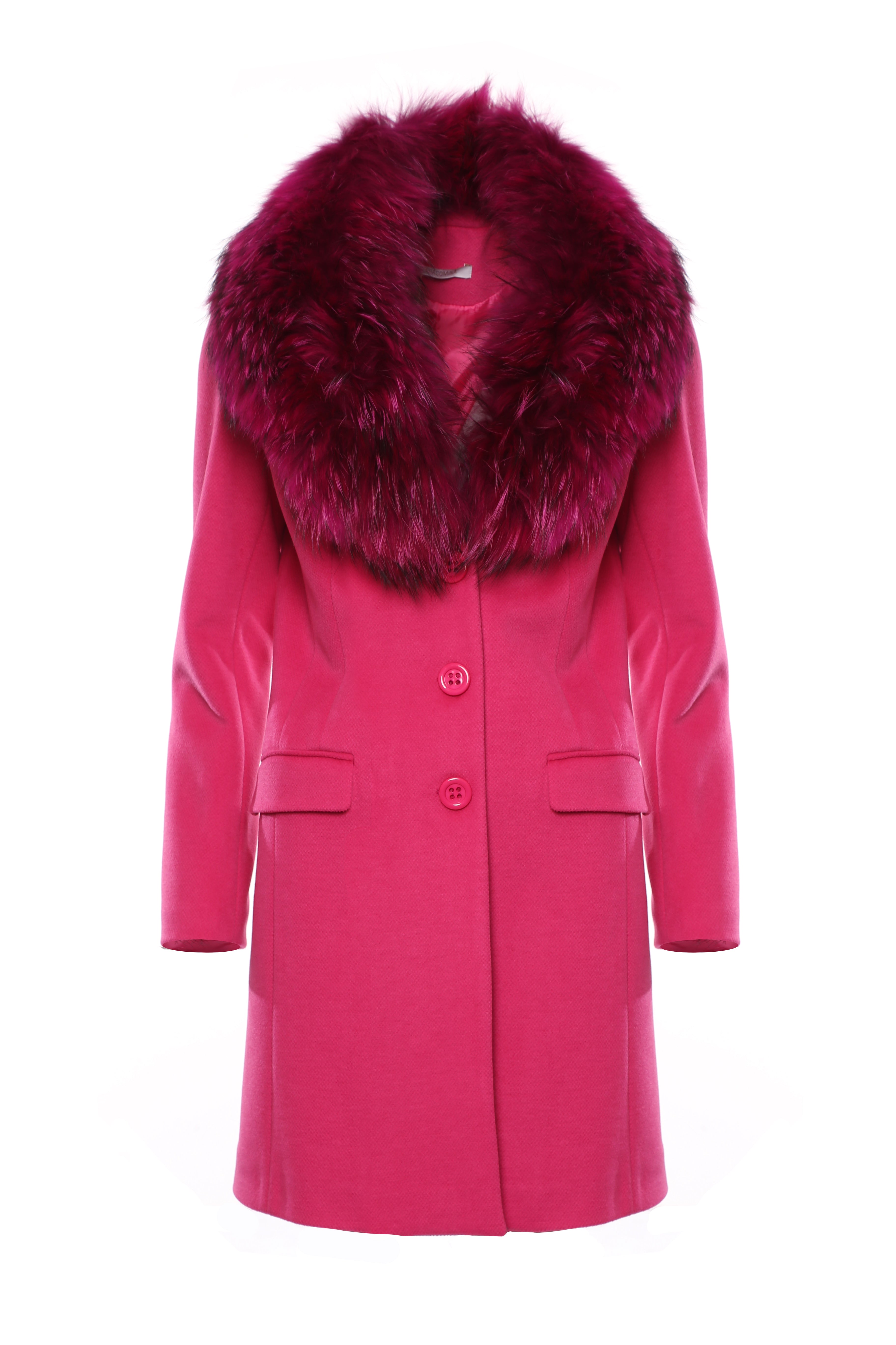 Cappotto slim in panno collo in pelliccia