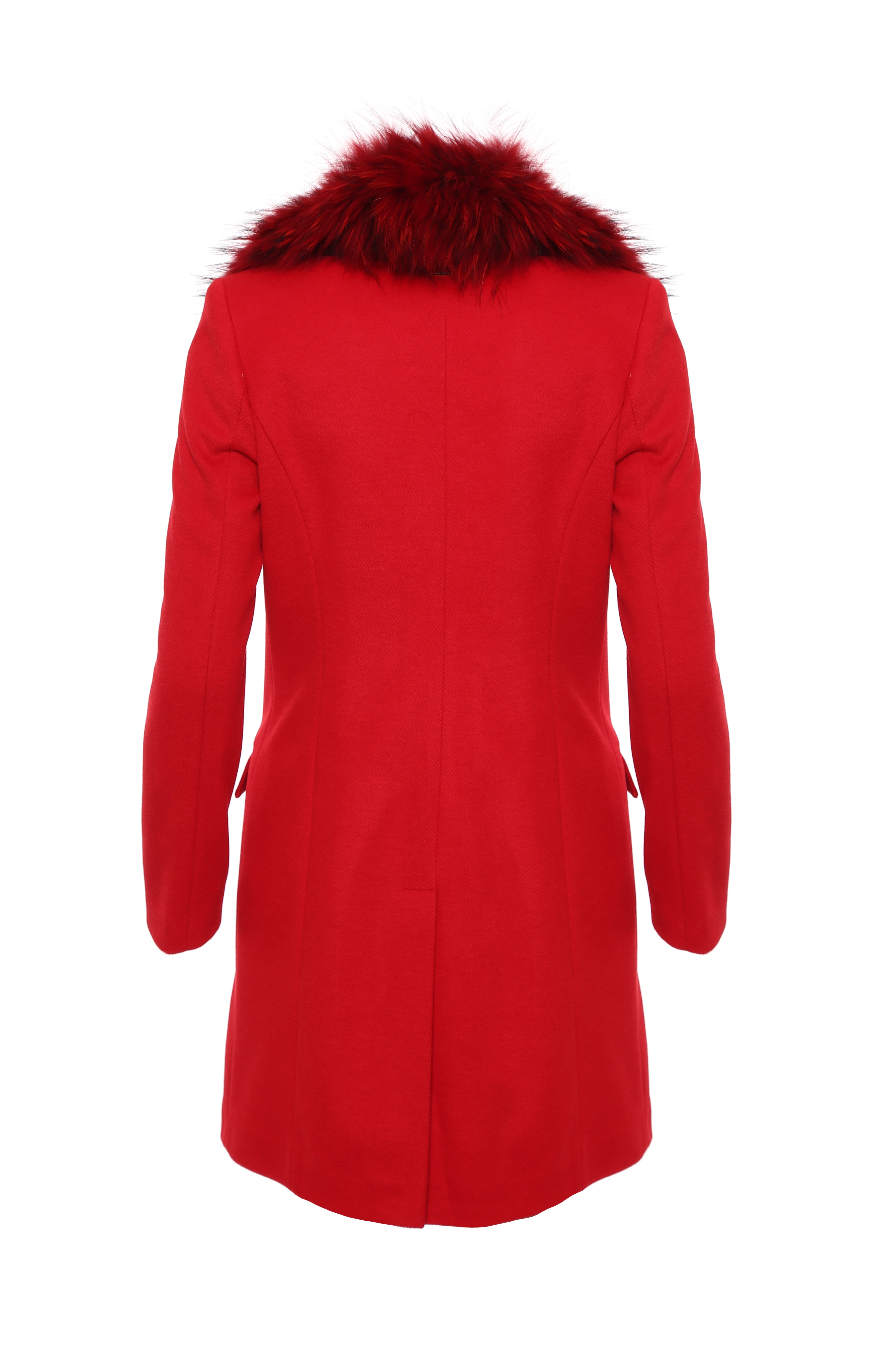 Cappotto slim in panno collo in pelliccia