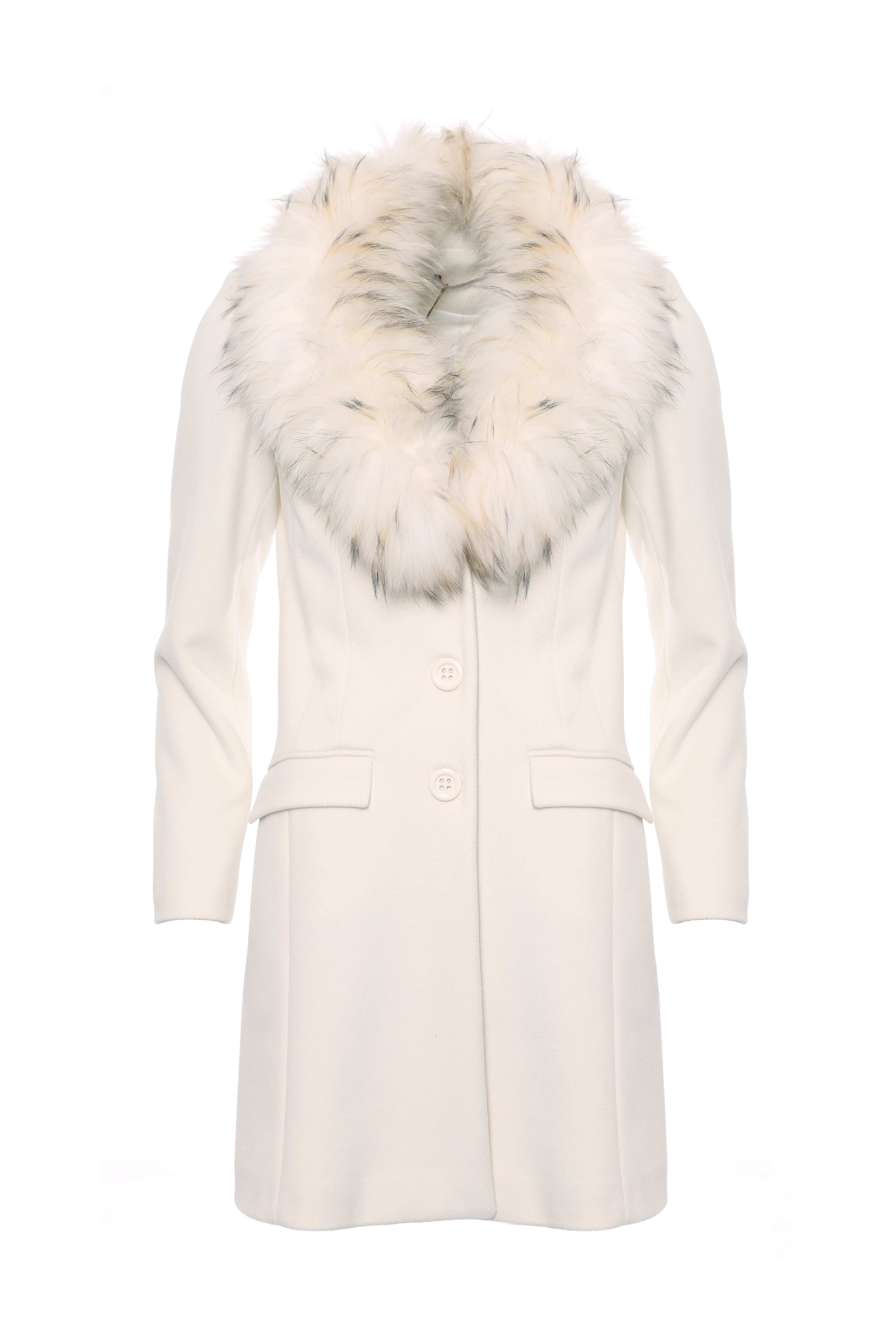 Cappotto slim in panno collo in pelliccia
