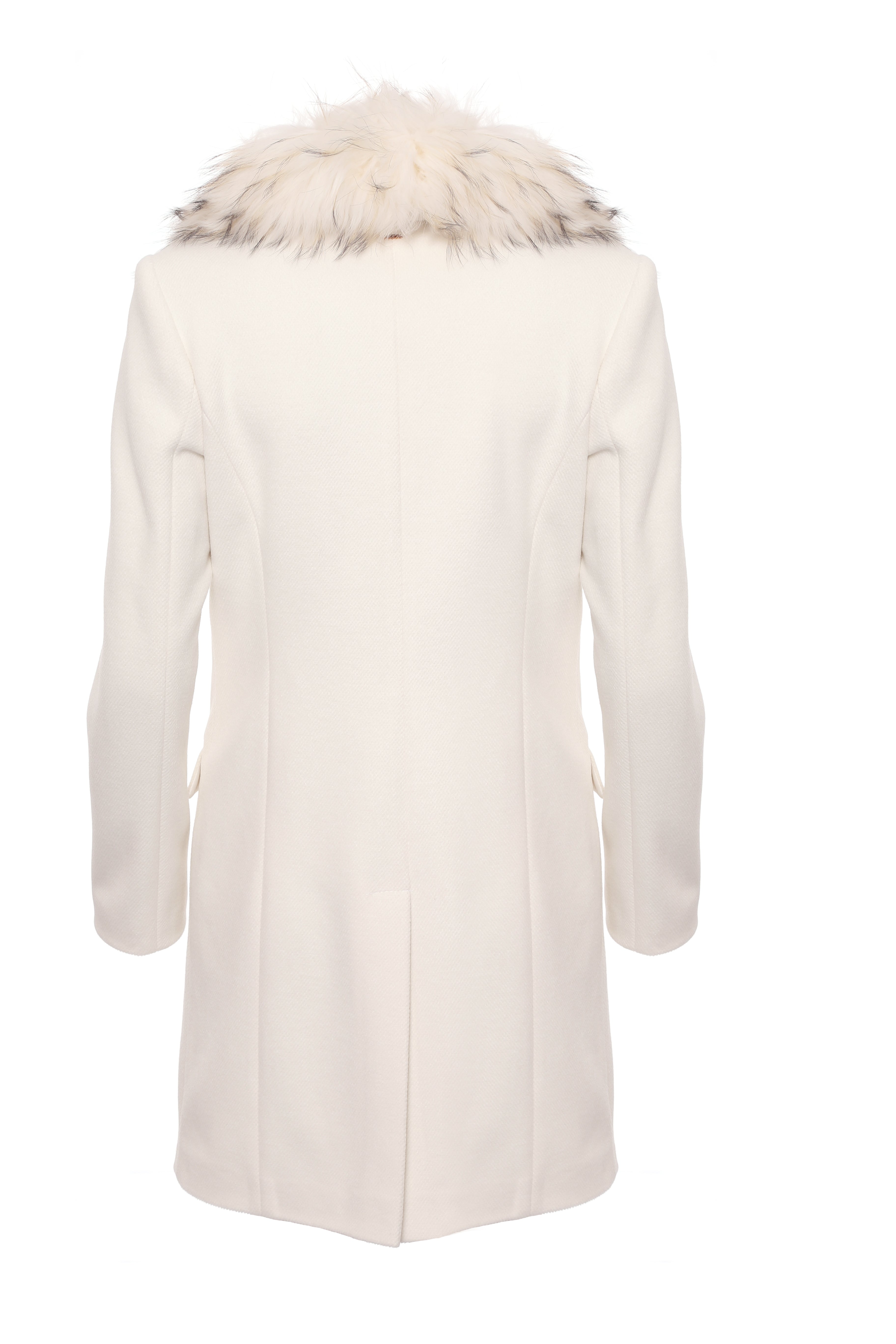 Cappotto slim in panno collo in pelliccia