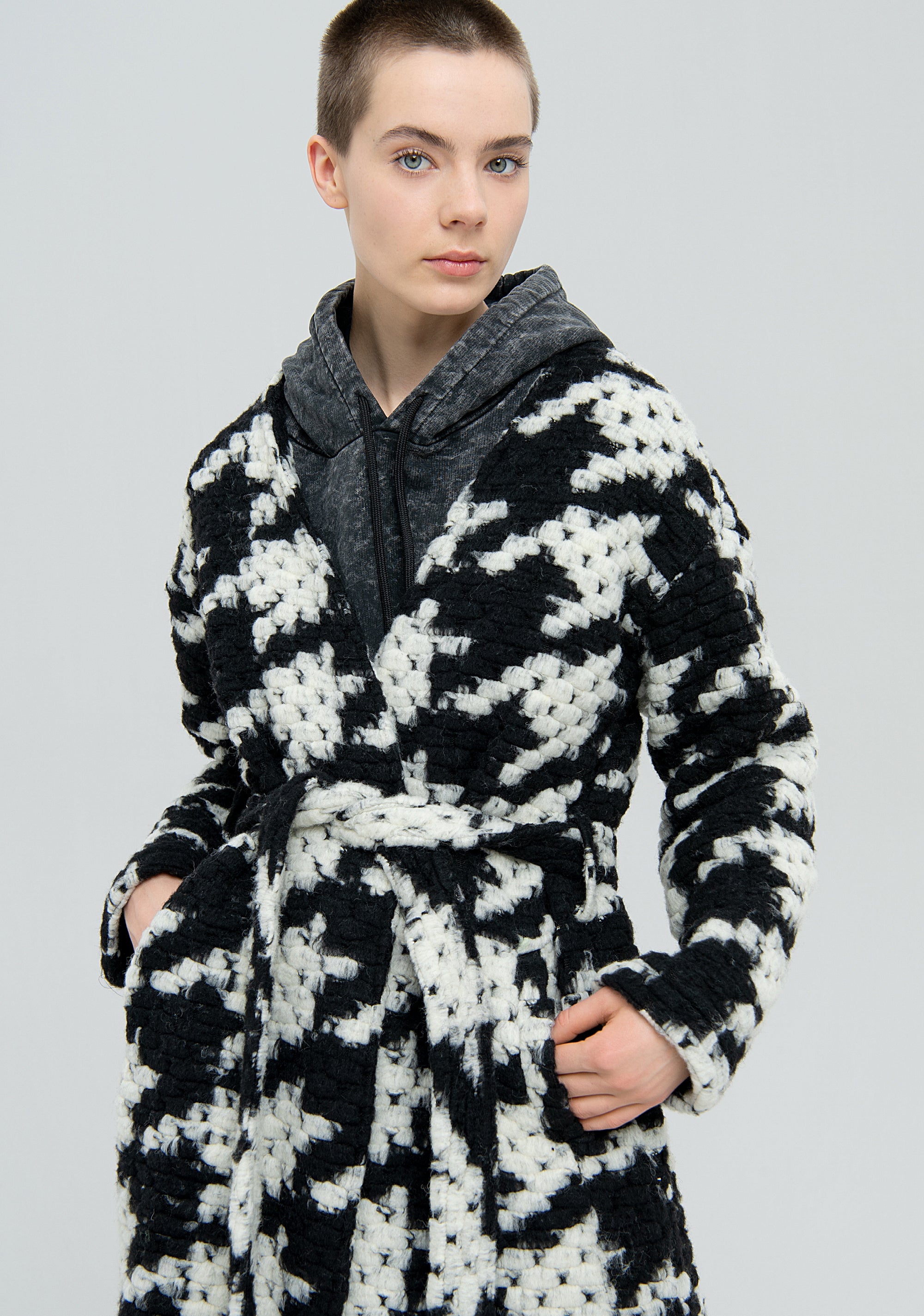 Cappotto regular in pied de poule