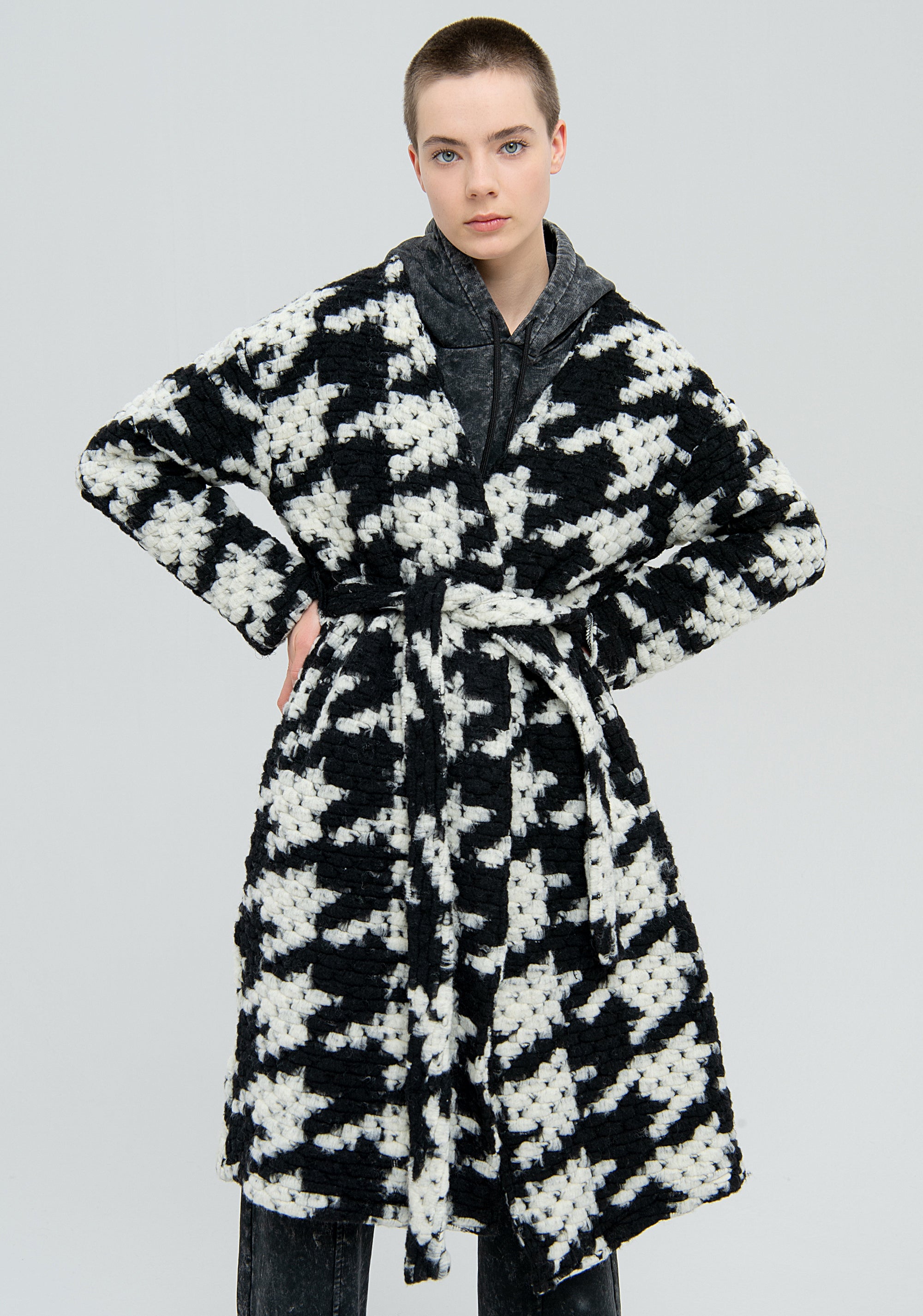Cappotto regular in pied de poule