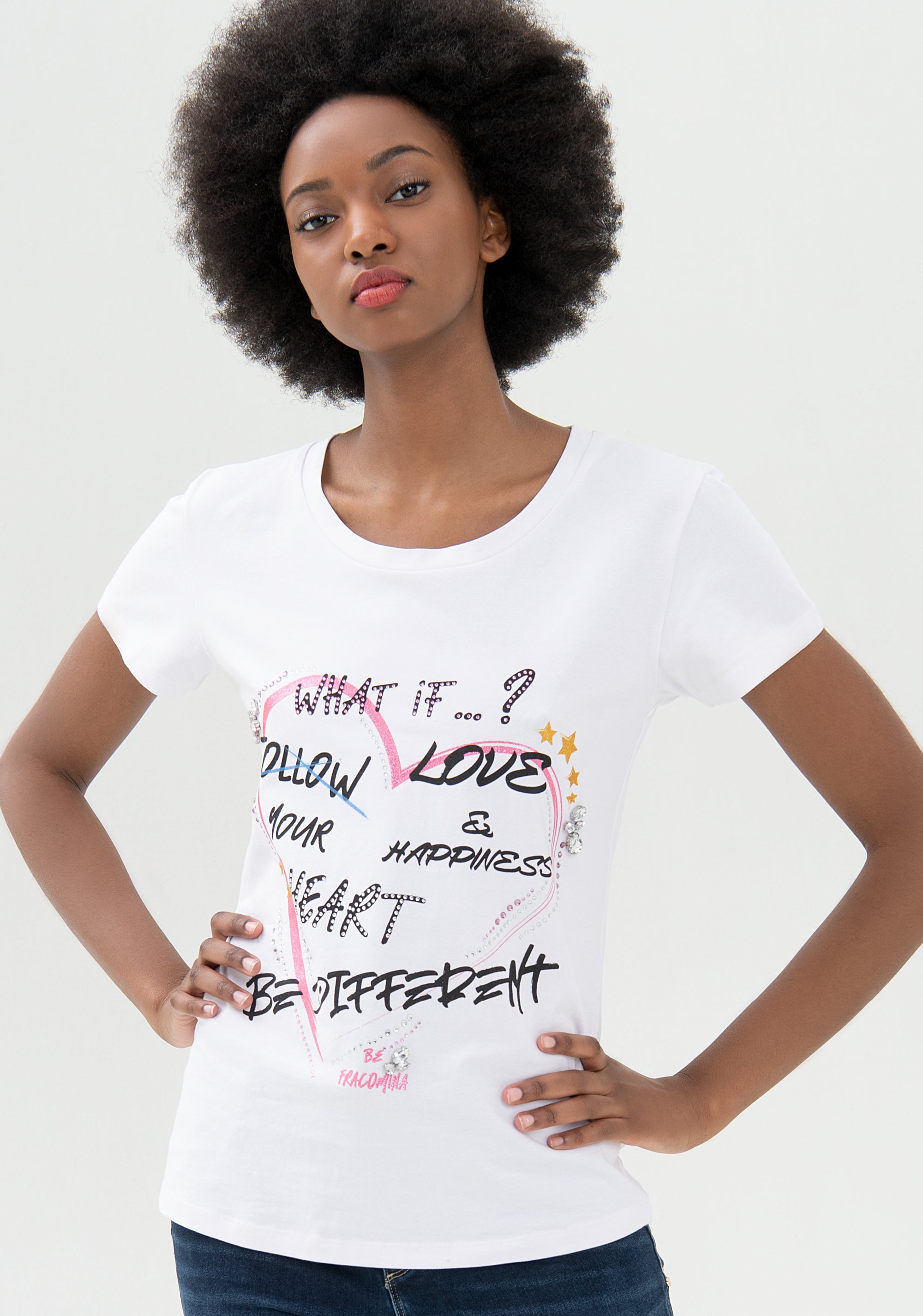 T-shirt regular in jersey di cotone con stampa lettering