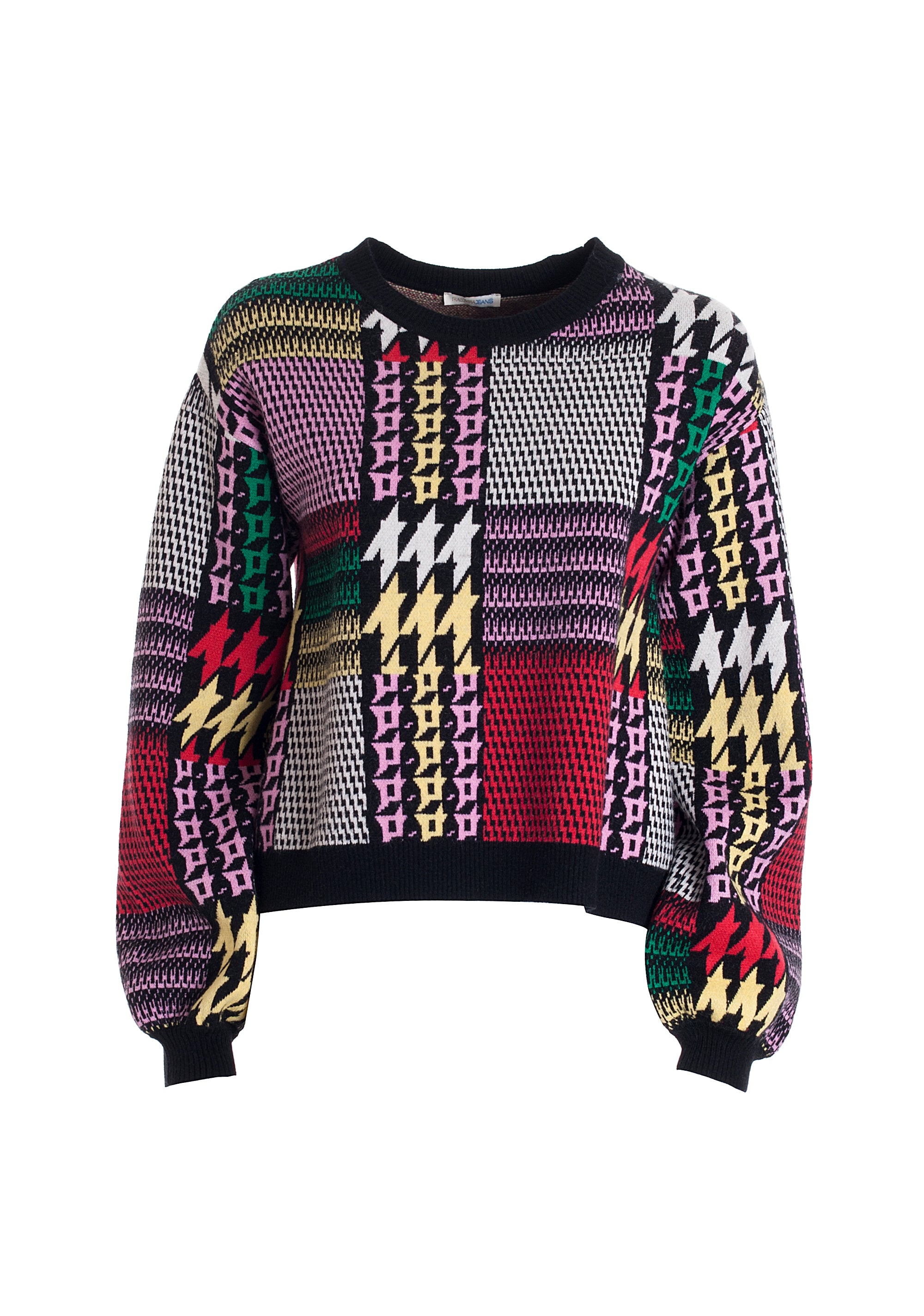Maglia regular con jacquard pied de poule multicolor