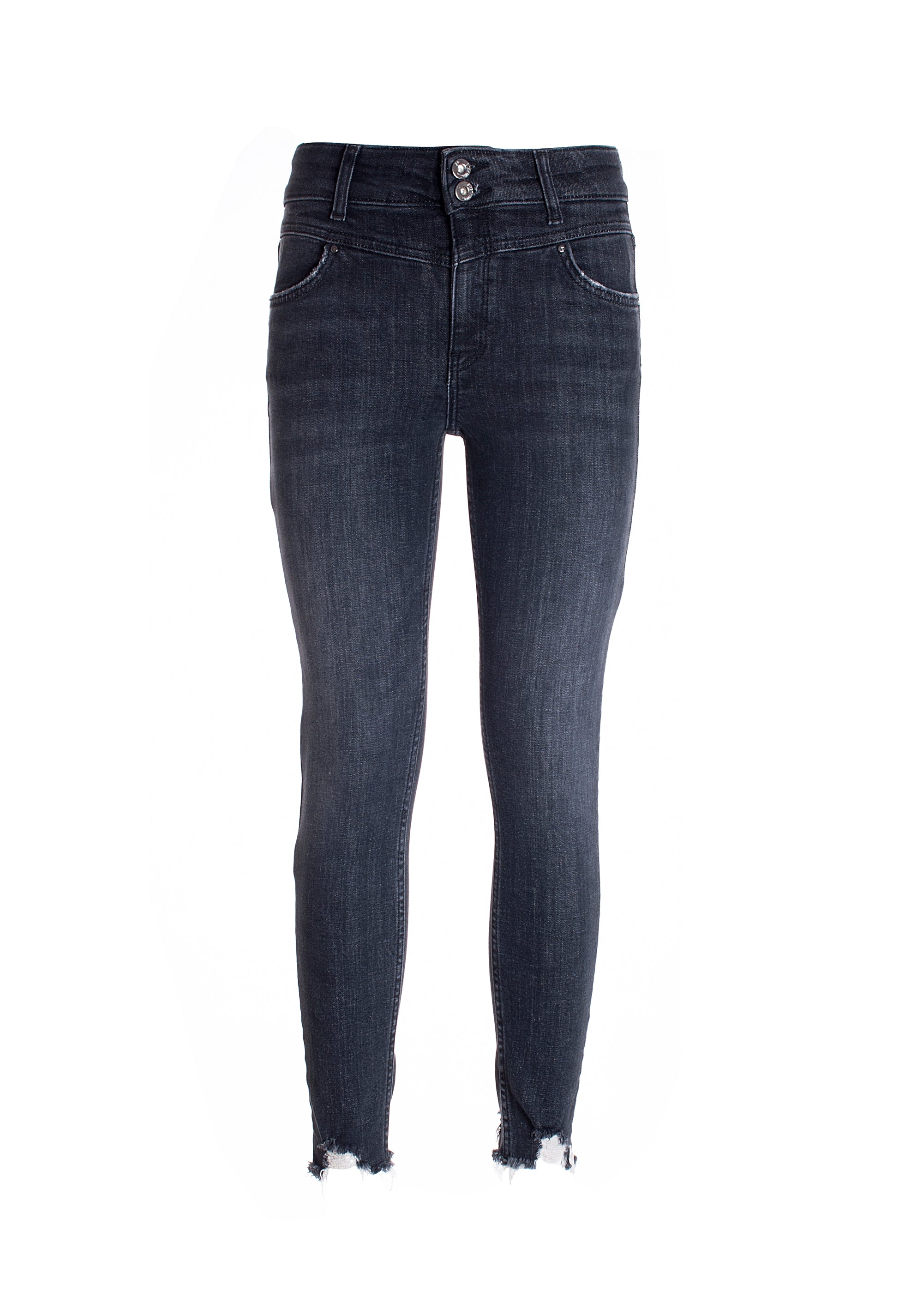 Jeans skinny in denim stretch nero con lavaggio medio