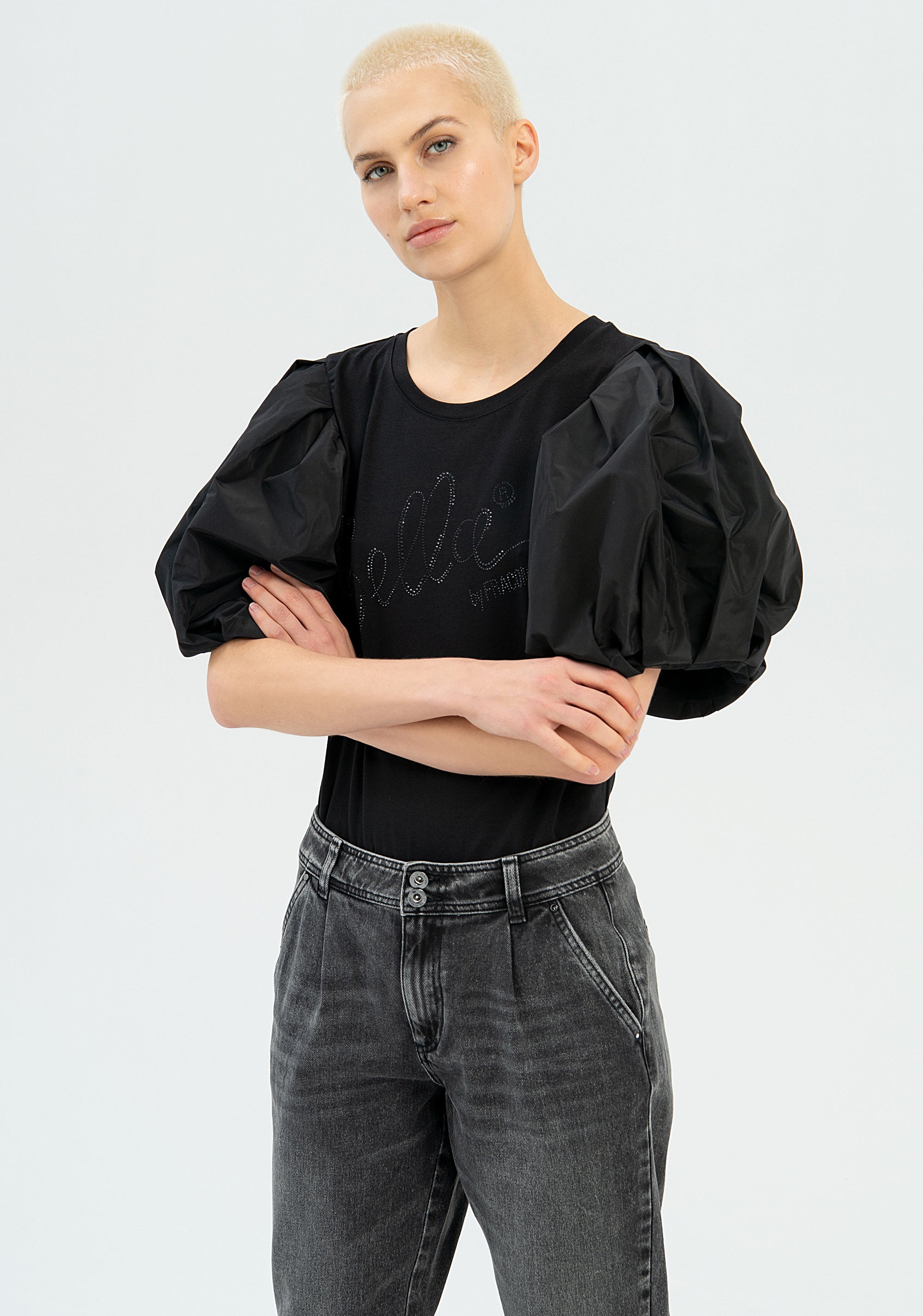 Jeans regular modello chinos in denim nero con lavaggio medio-FRACOMINA-FP22WV4005D40001-H21-JN-24