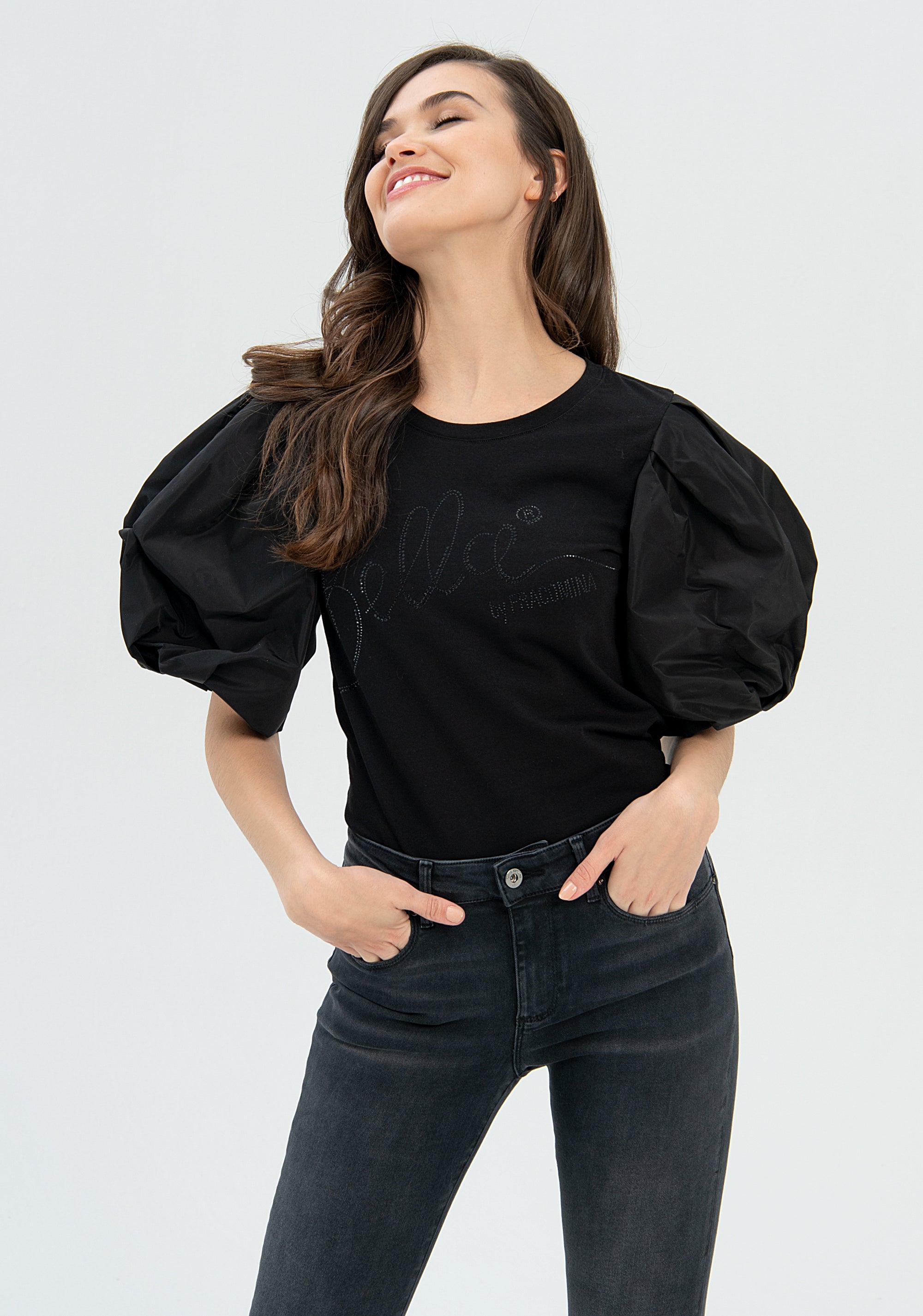 Jeans bootcut effetto shape up in denim nero con lavaggio scuro-FRACOMINA-FP22WV8026D40101-053-JN-24