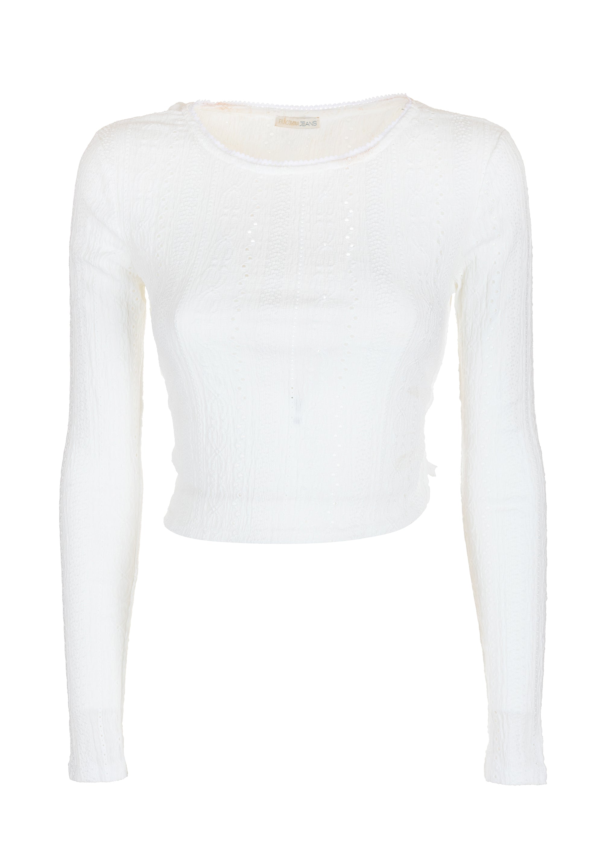 Top slim cropped con ricami