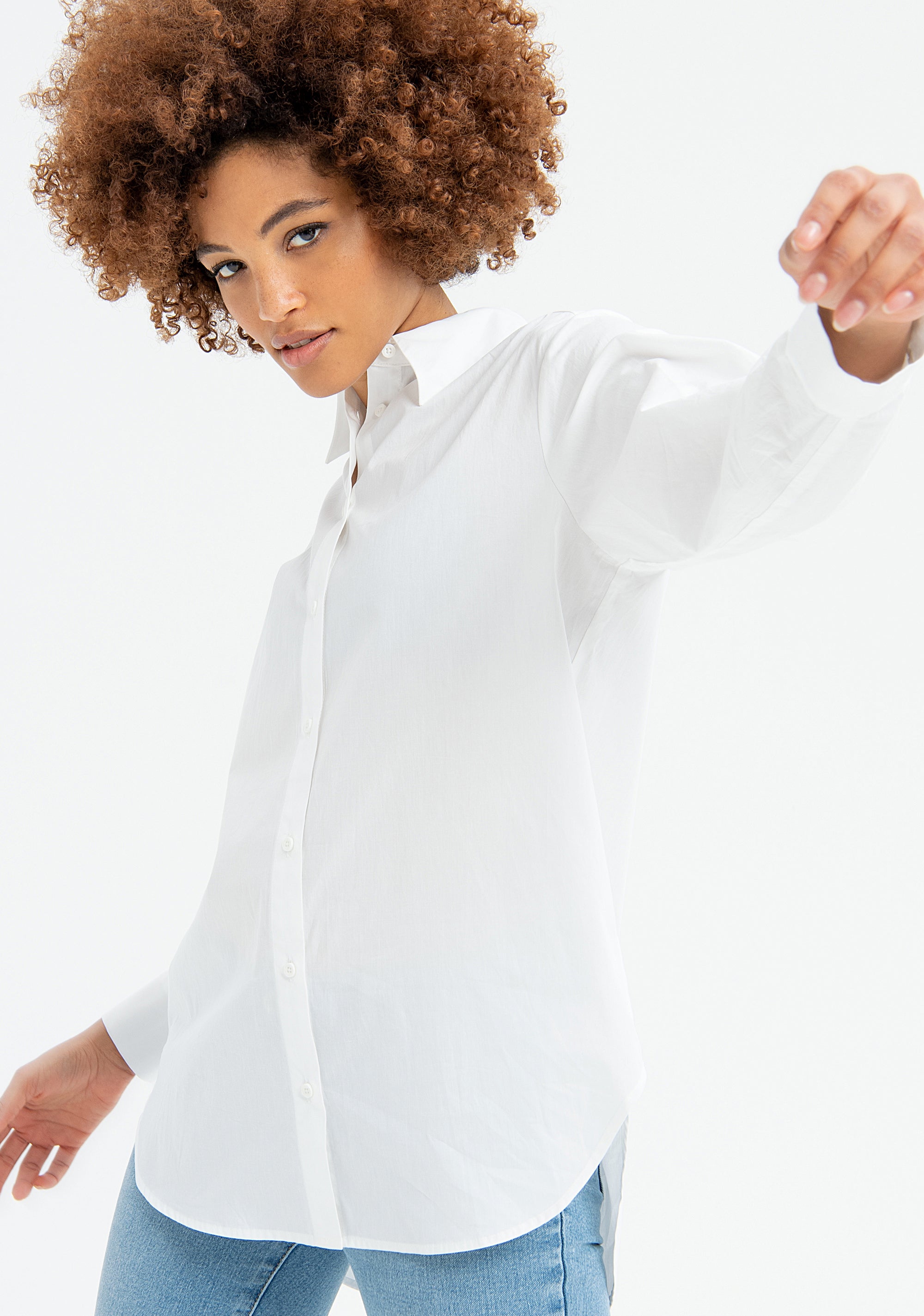 Camicia ampia in popeline