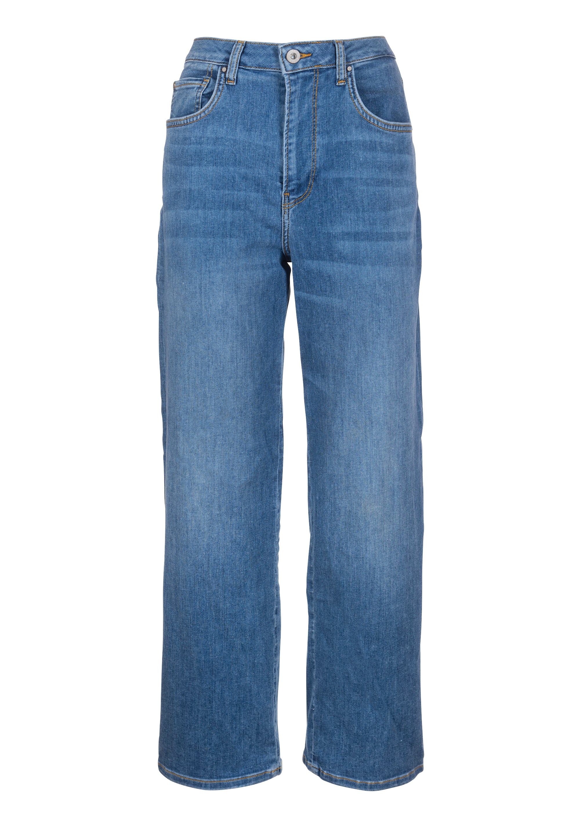 Jeans wide leg in denim con lavaggio medio