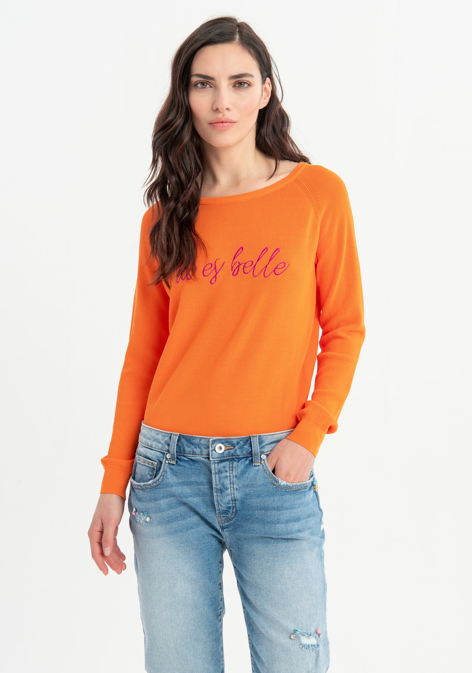 Jeans boyfriend in denim con lavaggio medio