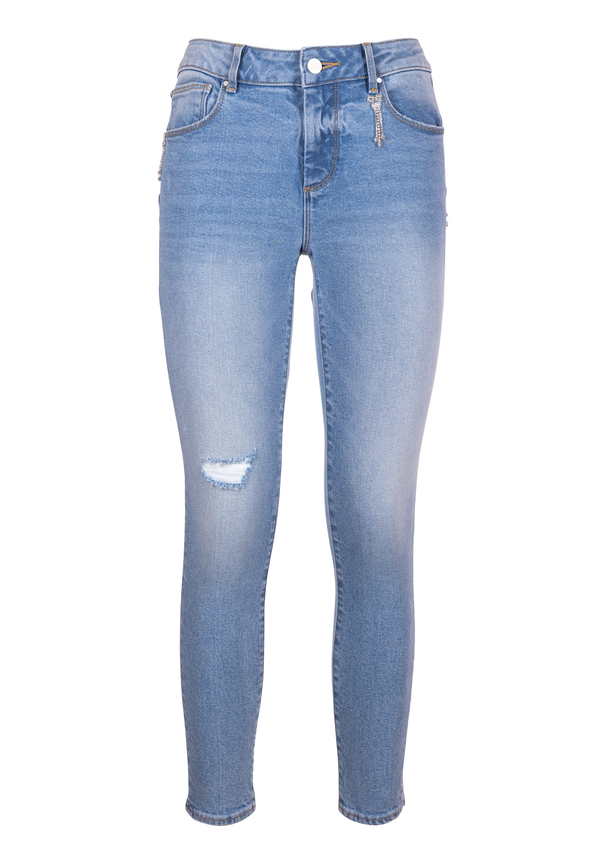 Jeans skinny effetto push up in denim con lavaggio vintage