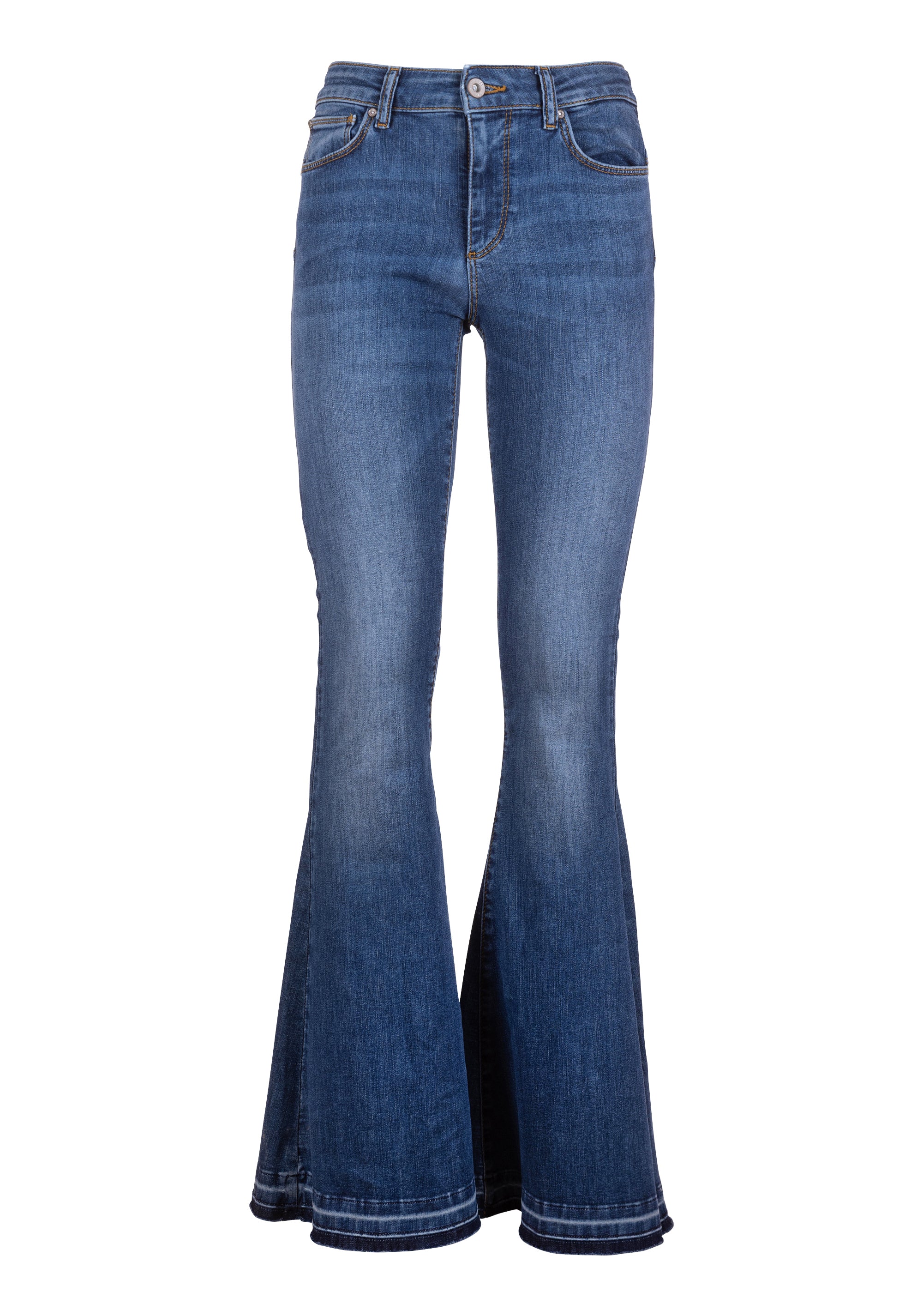 Jeans bootcut effetto push up in denim con lavaggio medio