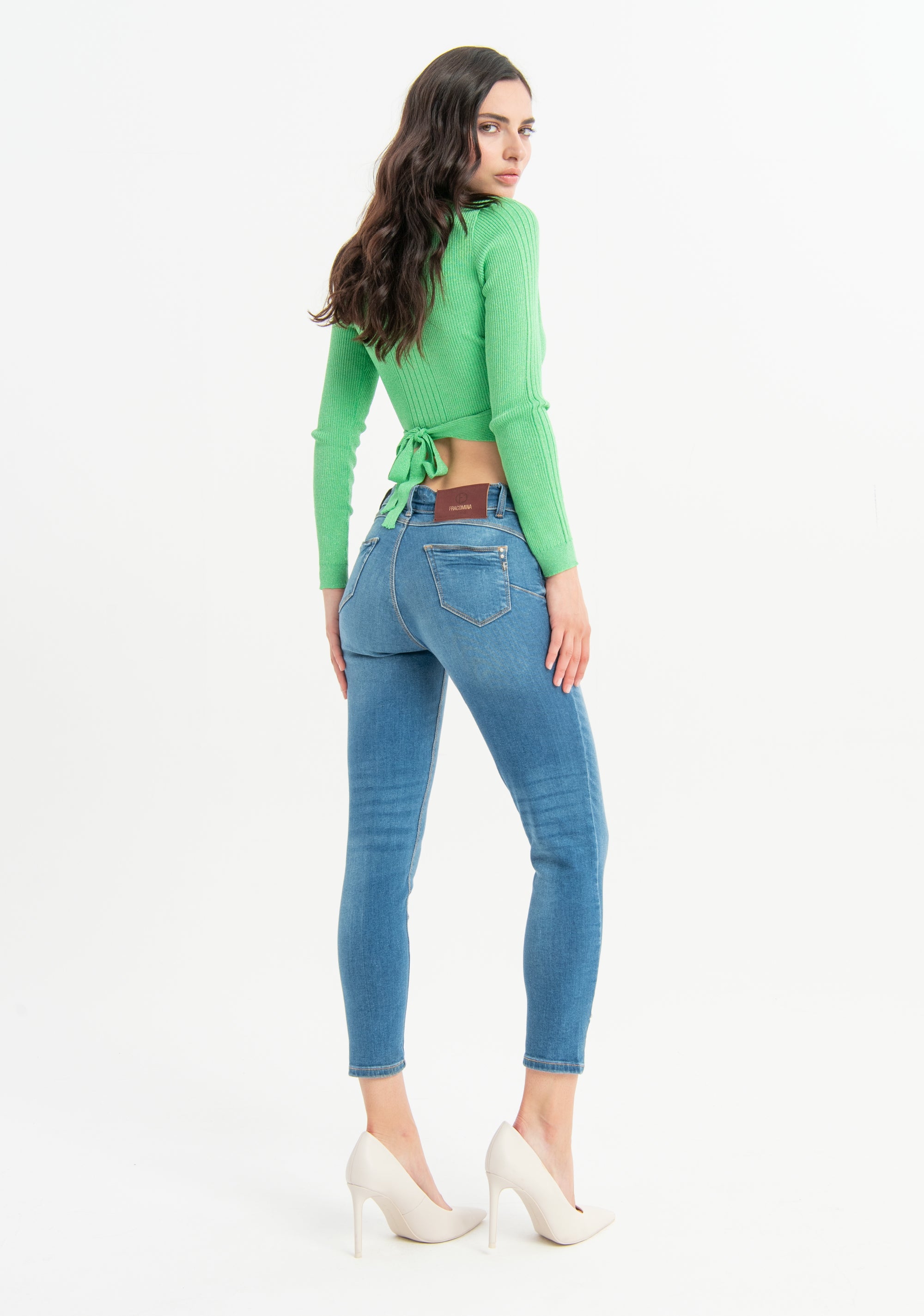 Jeans slim in denim con lavaggio medio