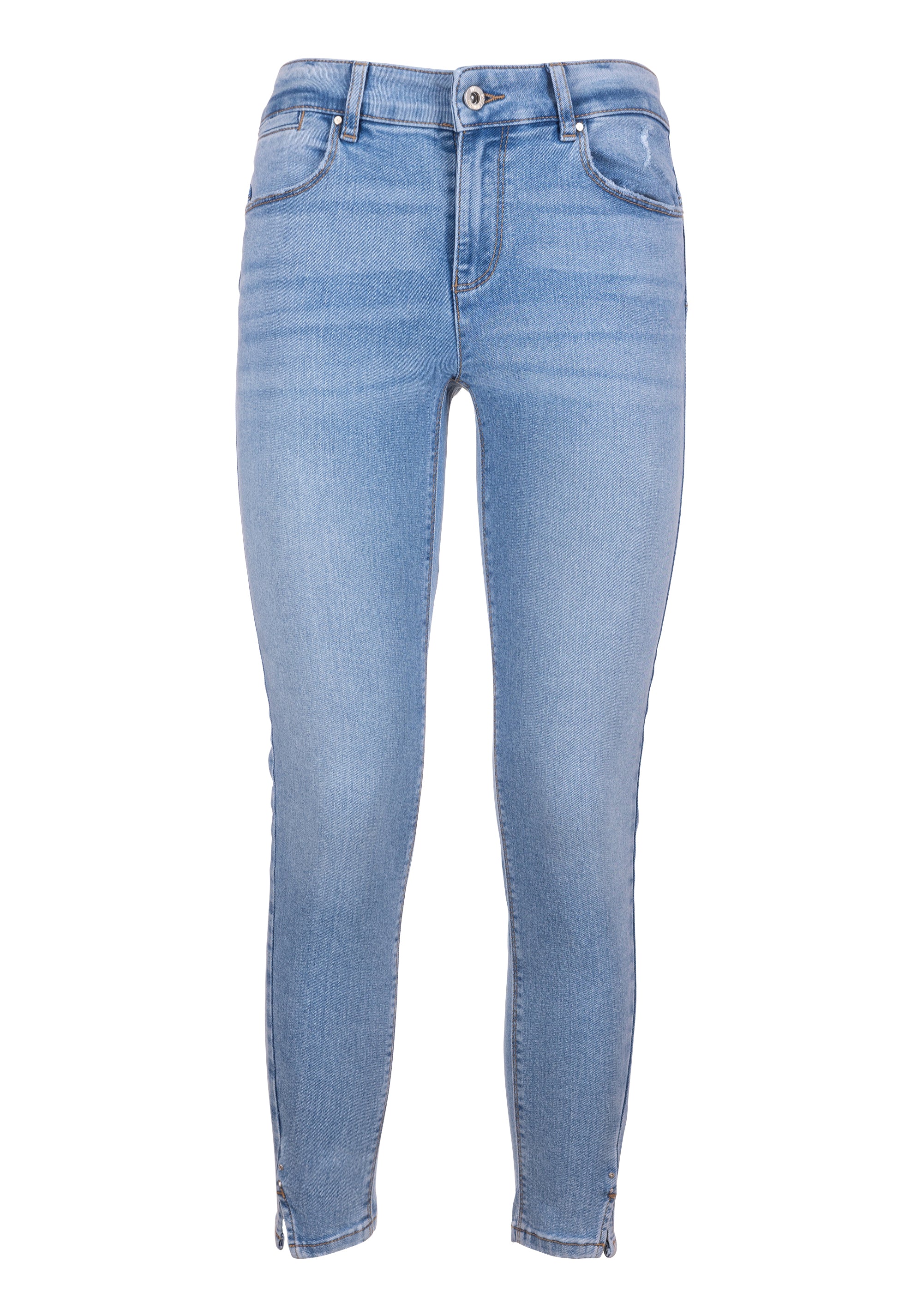 Jeans slim in denim con lavaggio chiaro
