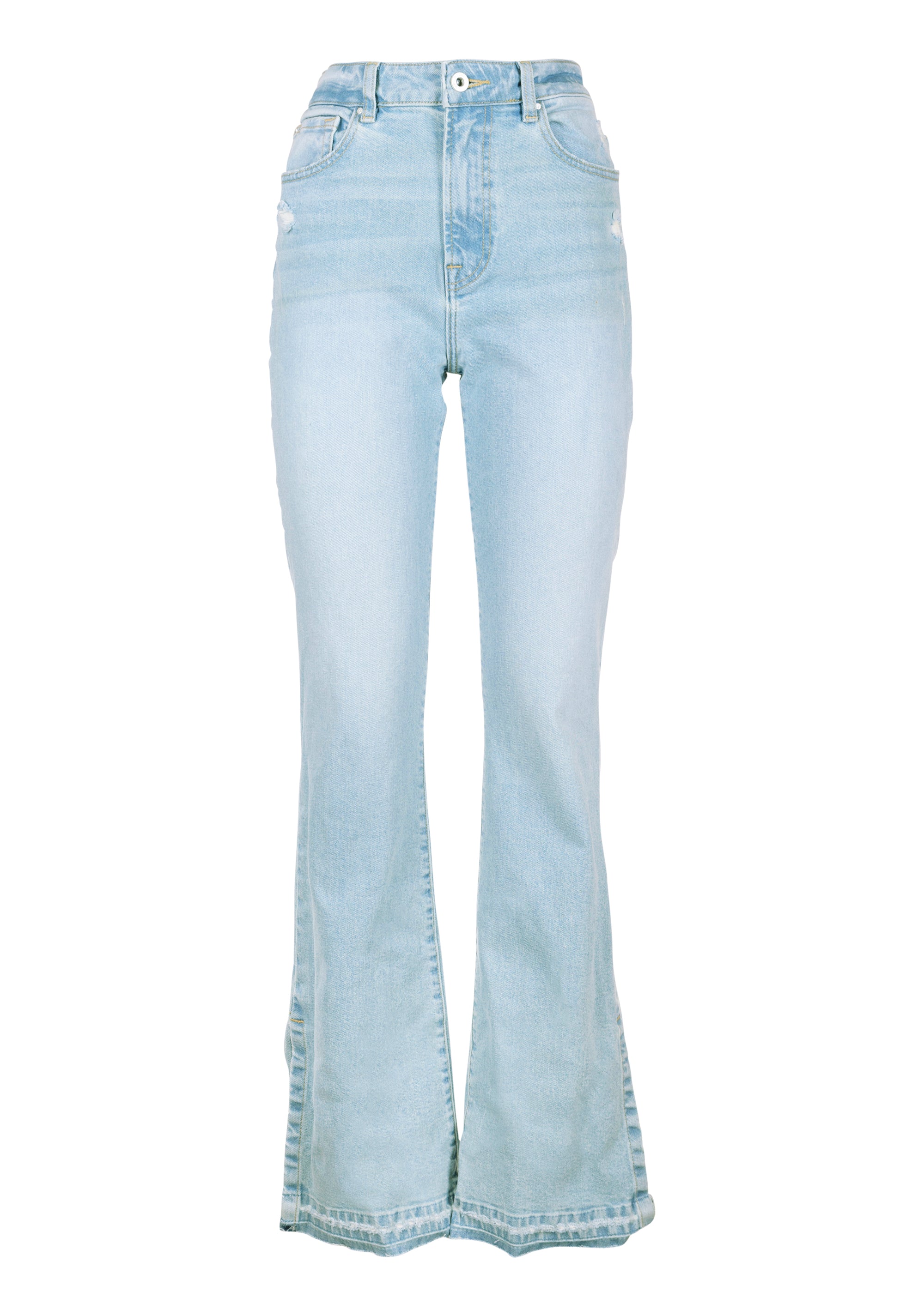 Jeans bootcut in denim con lavaggio chiaro