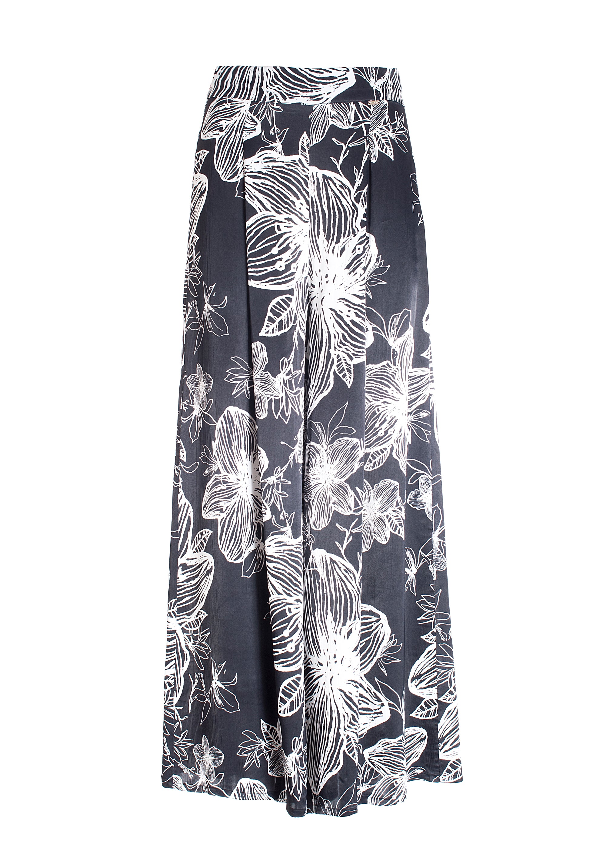 Pantalone culotte flare con fantasia floreale