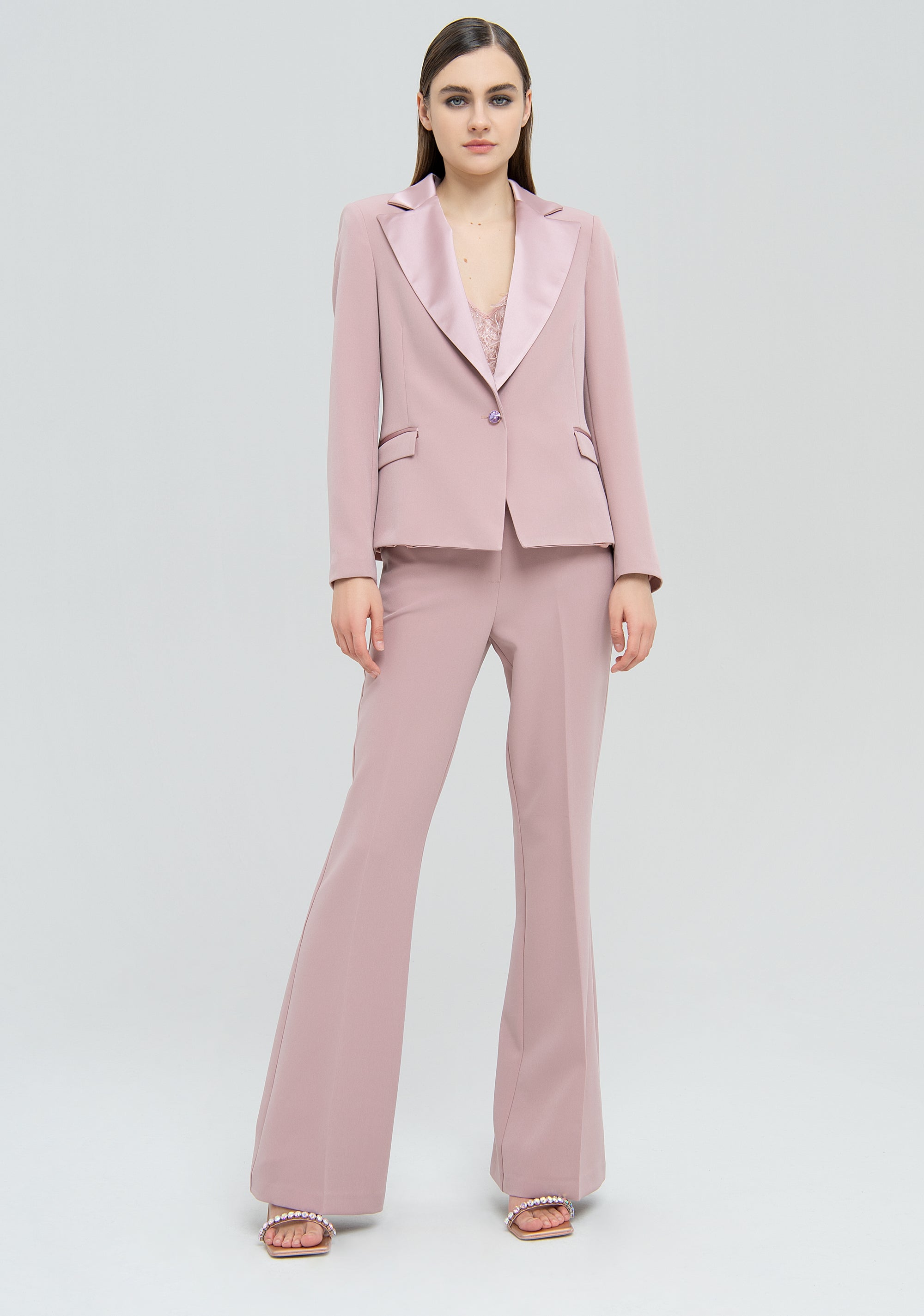 Blazer regular mono petto in tessuto tecnico