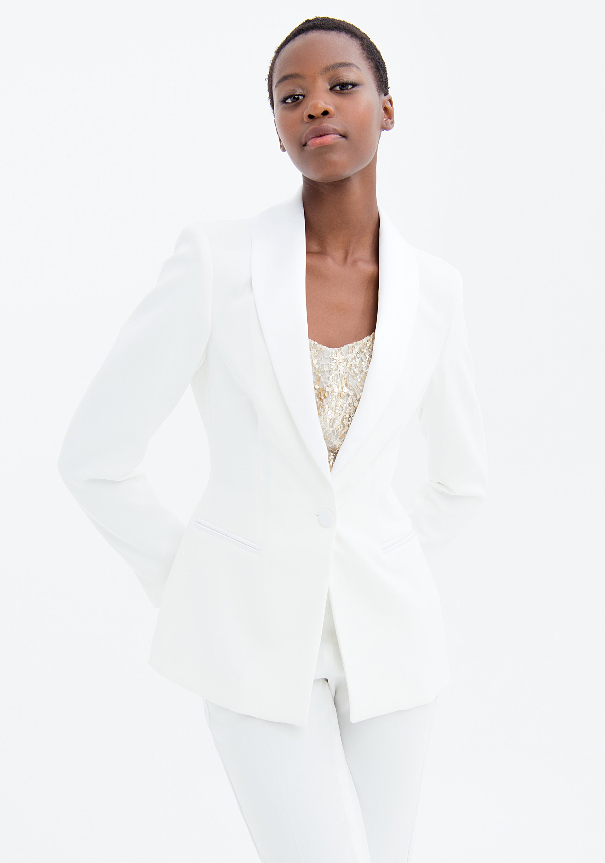Blazer regular monopetto in tessuto tecnico