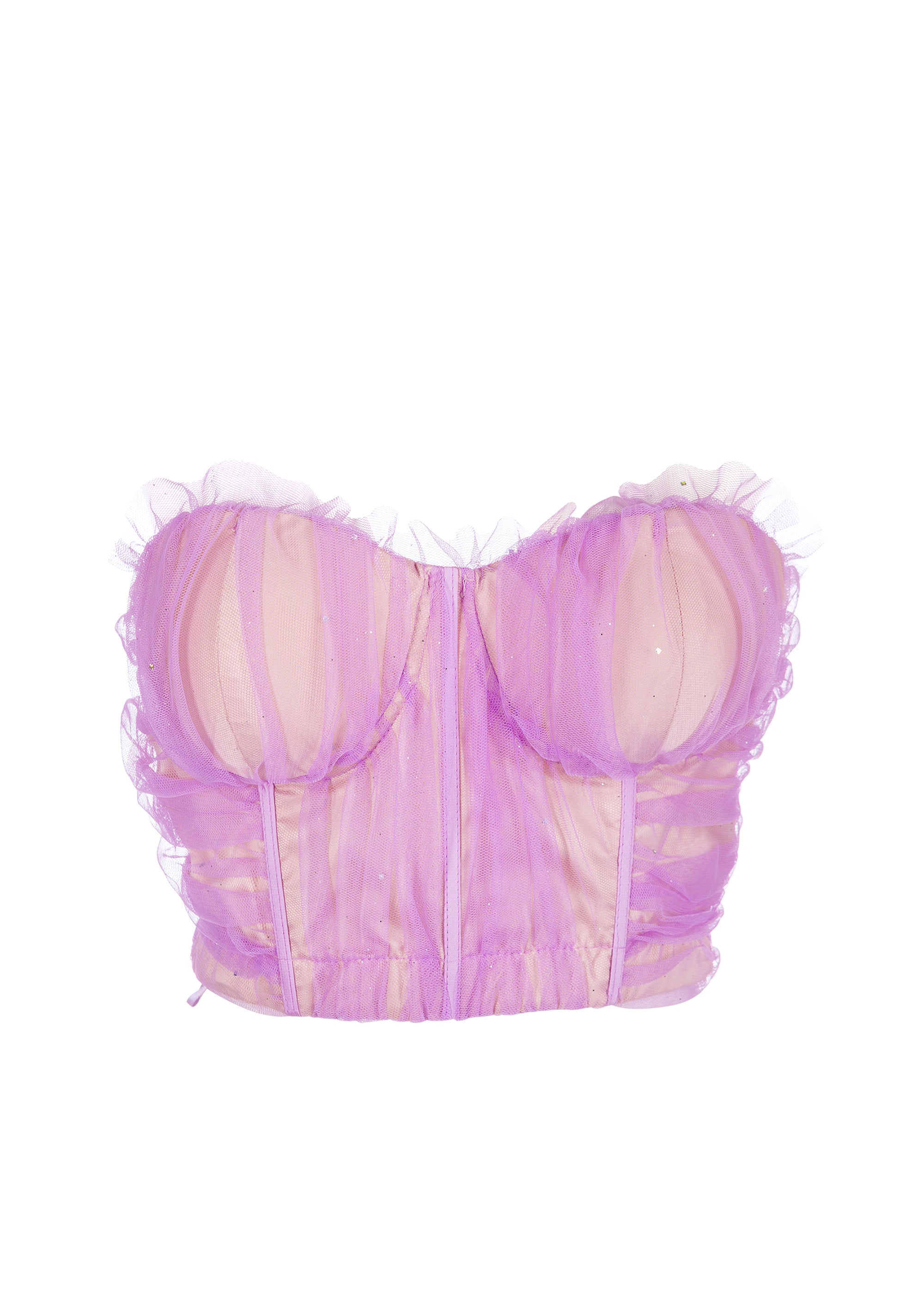 Top slim modello bustino con tulle