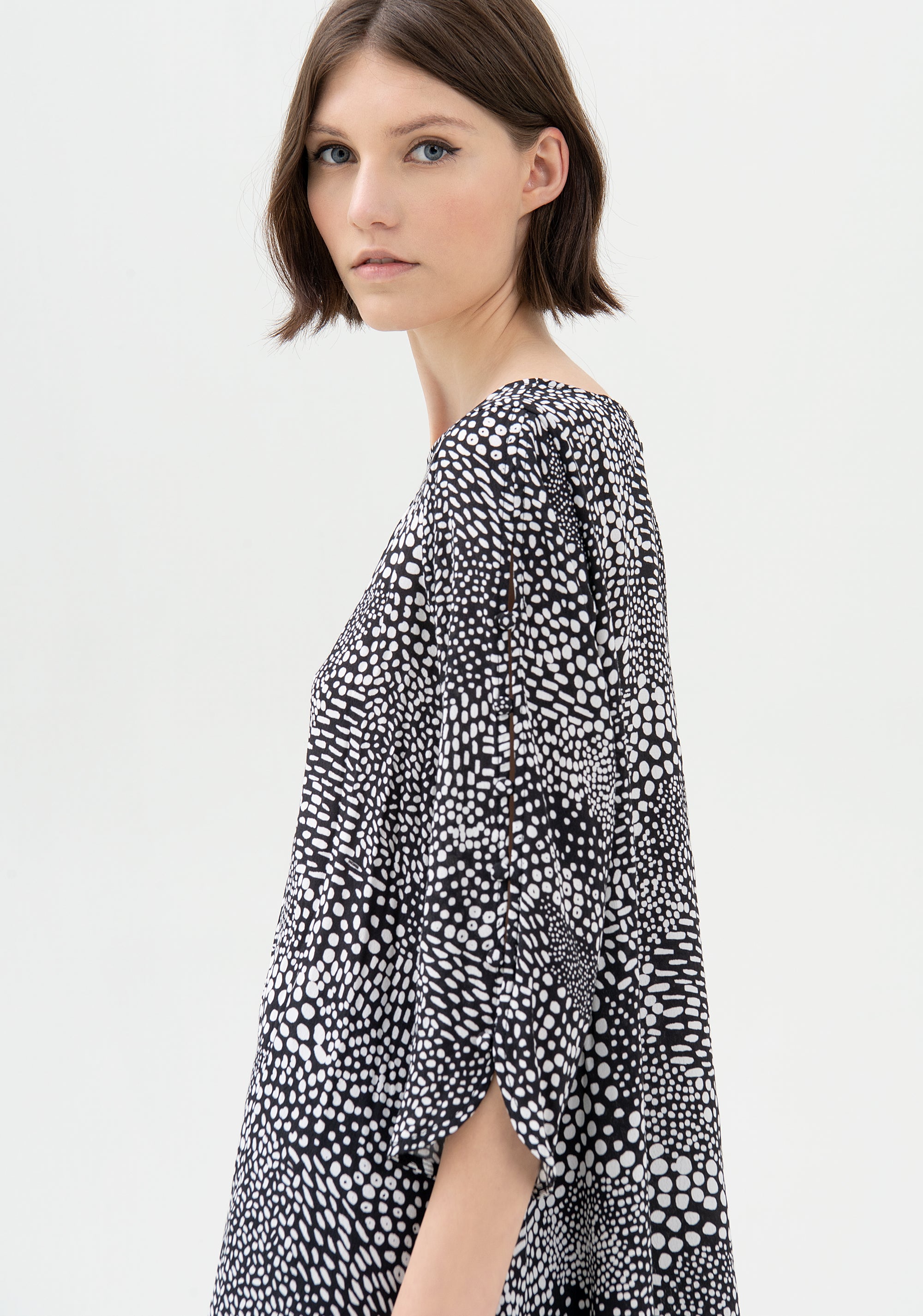 Blusa ampia con fantasia animalier bicolore-FRACOMINA-FR21WT1030W422N4