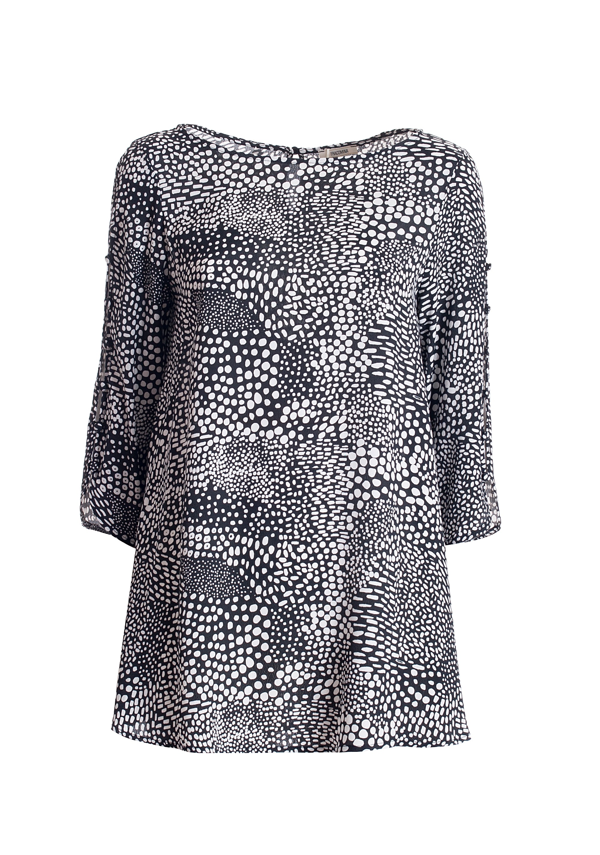 Blusa ampia con fantasia animalier bicolore