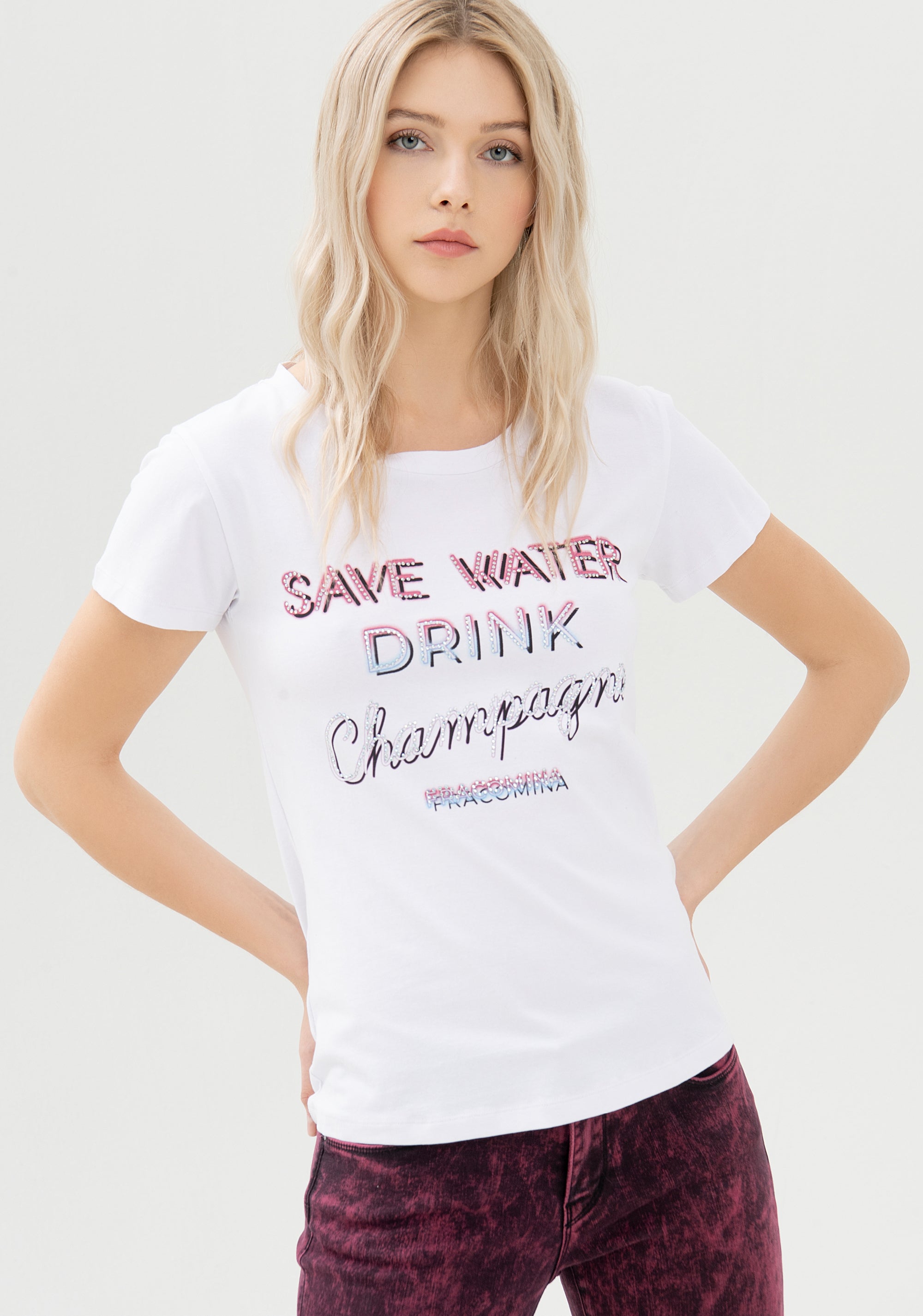 T-shirt regular in jersey di cotone con stampa lettering