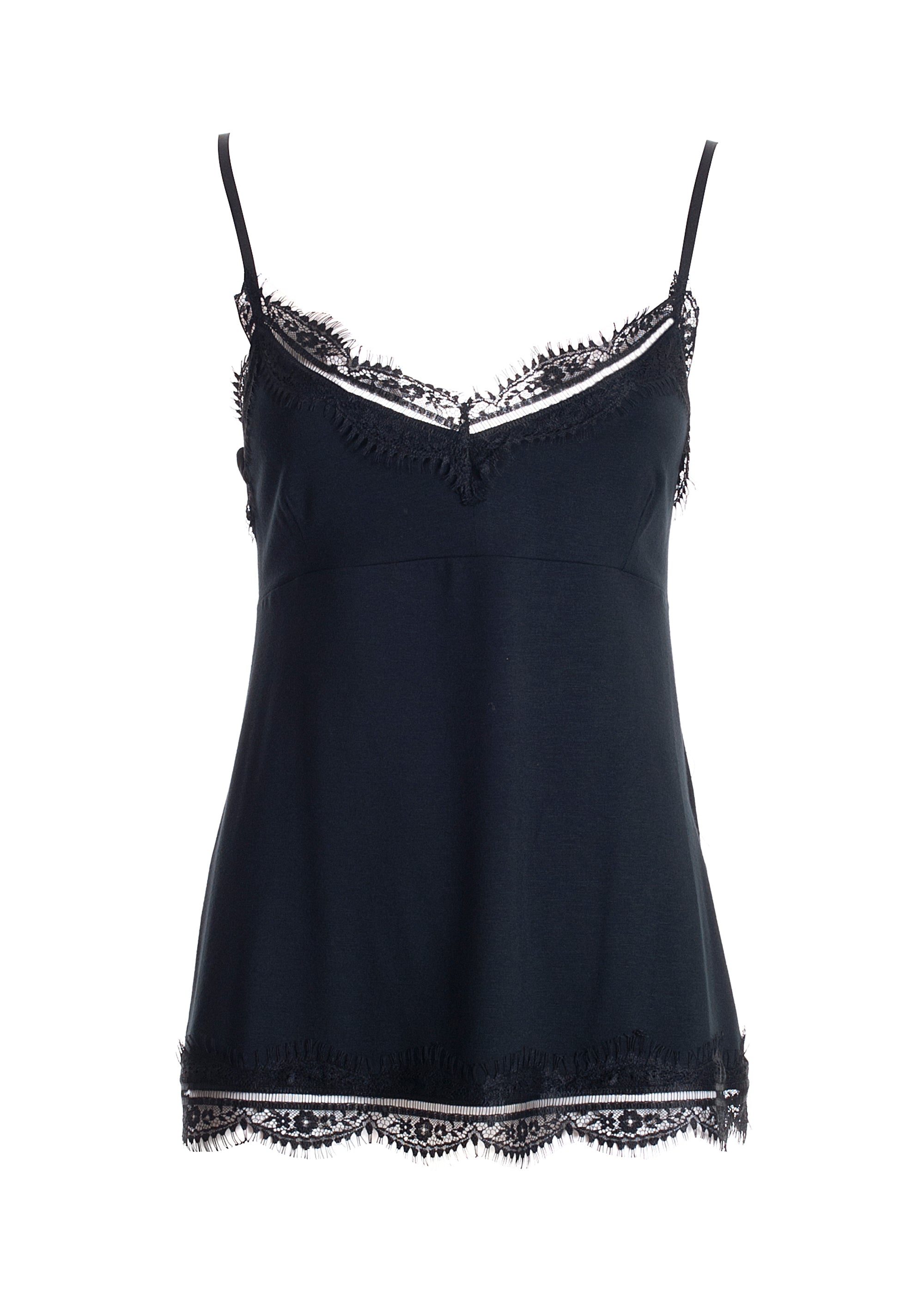Top senza maniche lingerie con inserti in pizzo