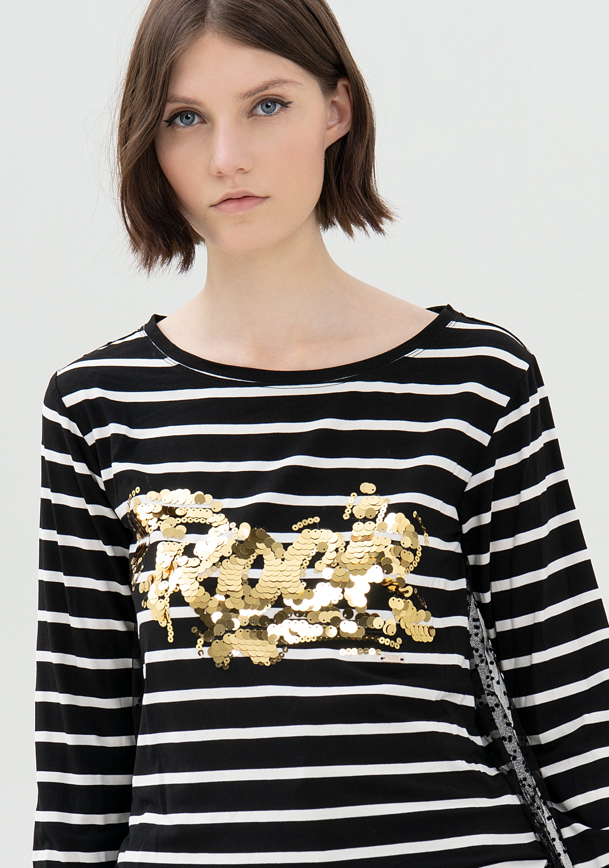 T-shirt ampia in jersey di viscosa a righe-FRACOMINA-FR21WT3051J426N5