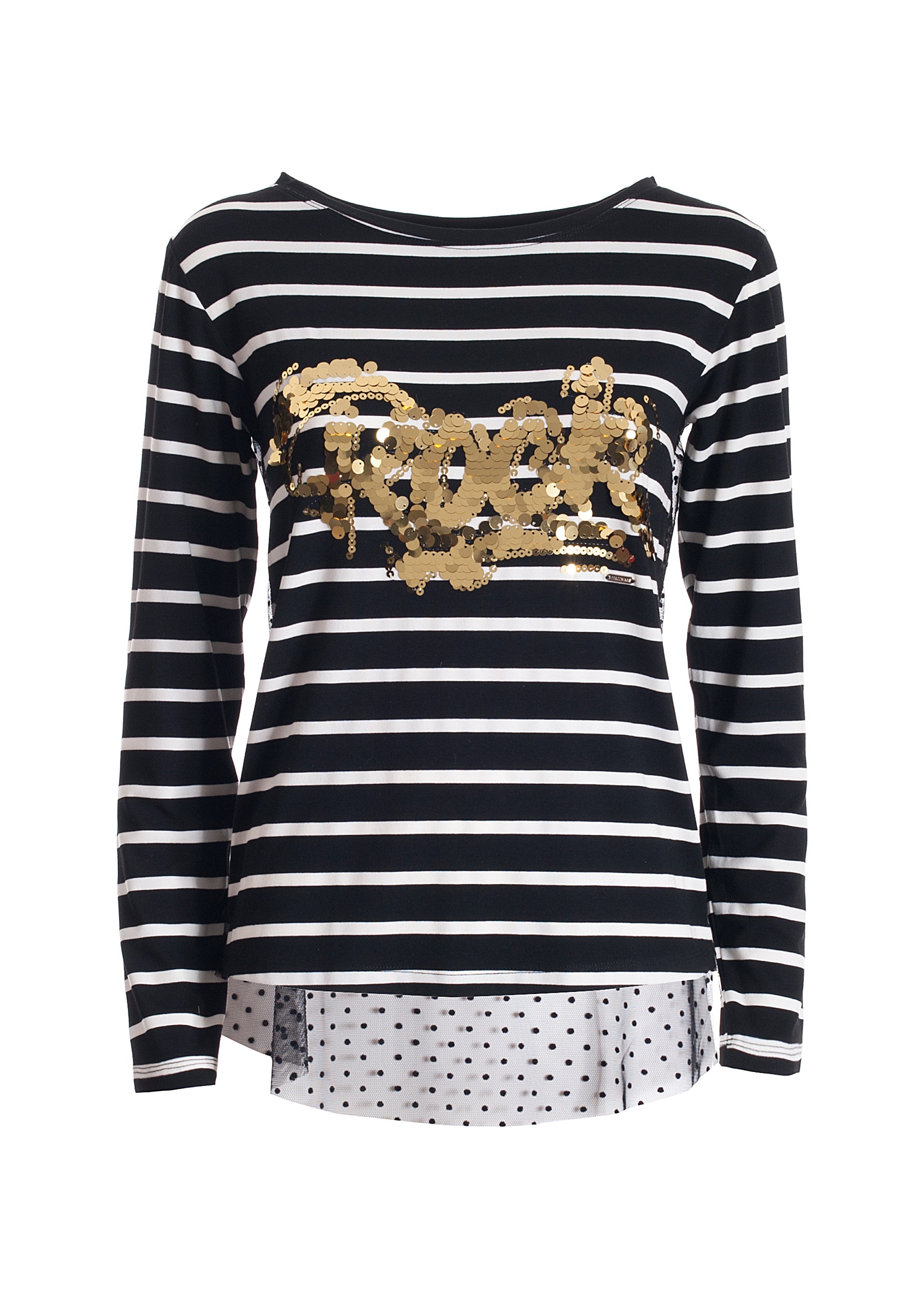 T-shirt ampia in jersey di viscosa a righe