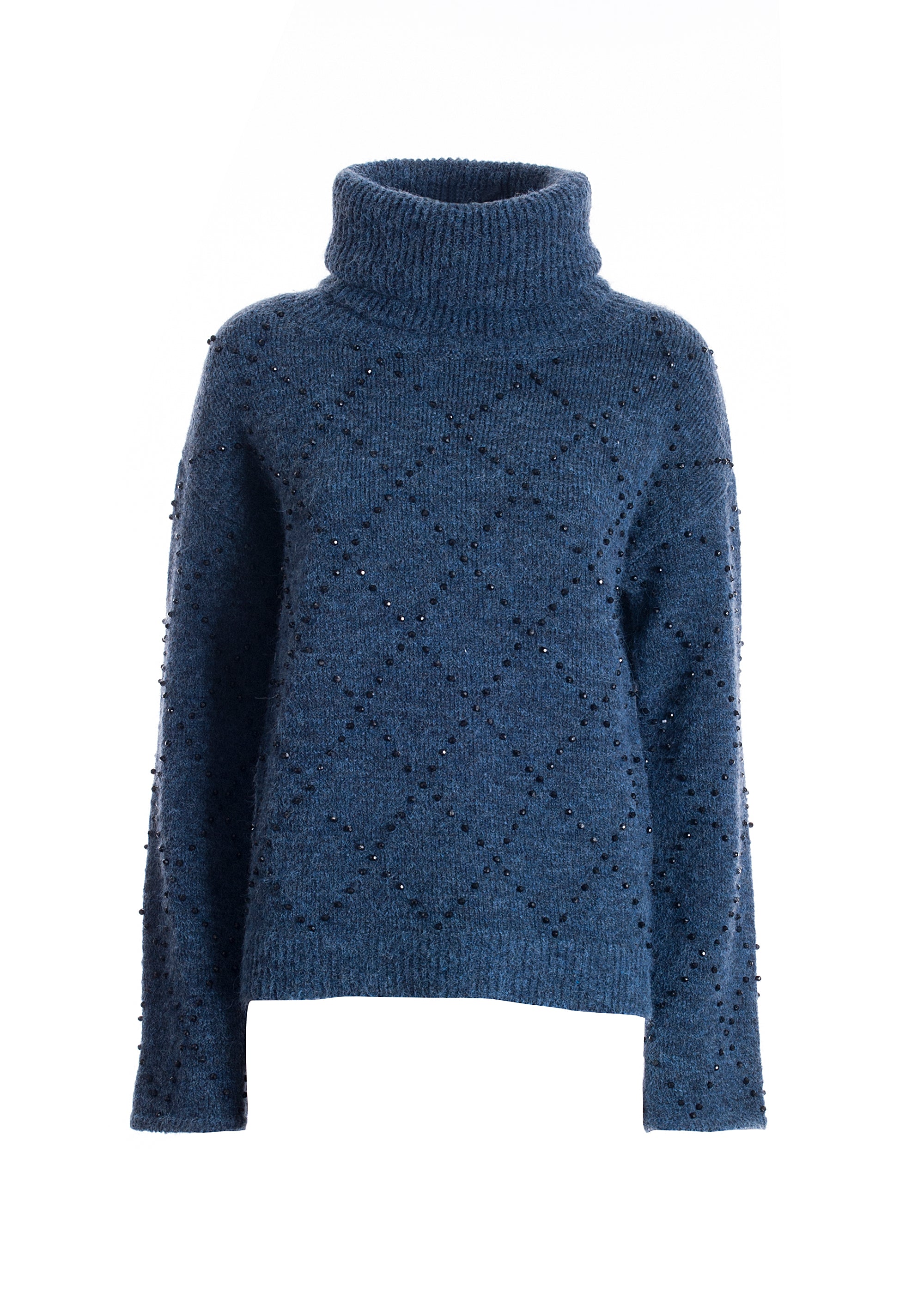 Maglia ampia con motivo rombi in strass luminosi