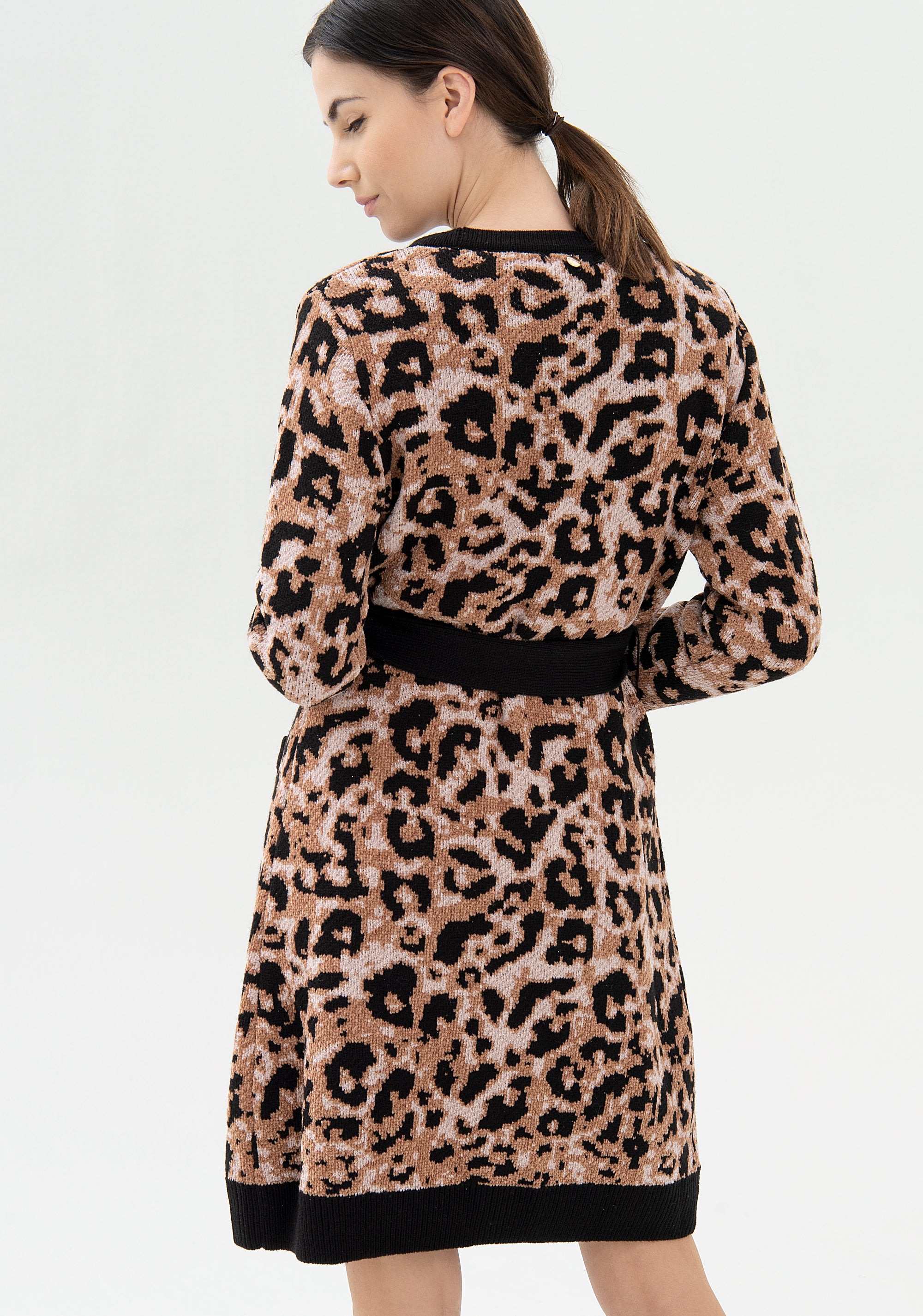 Cardigan regular lungo con jacquard animalier-FRACOMINA-FR21WT8008K456F8