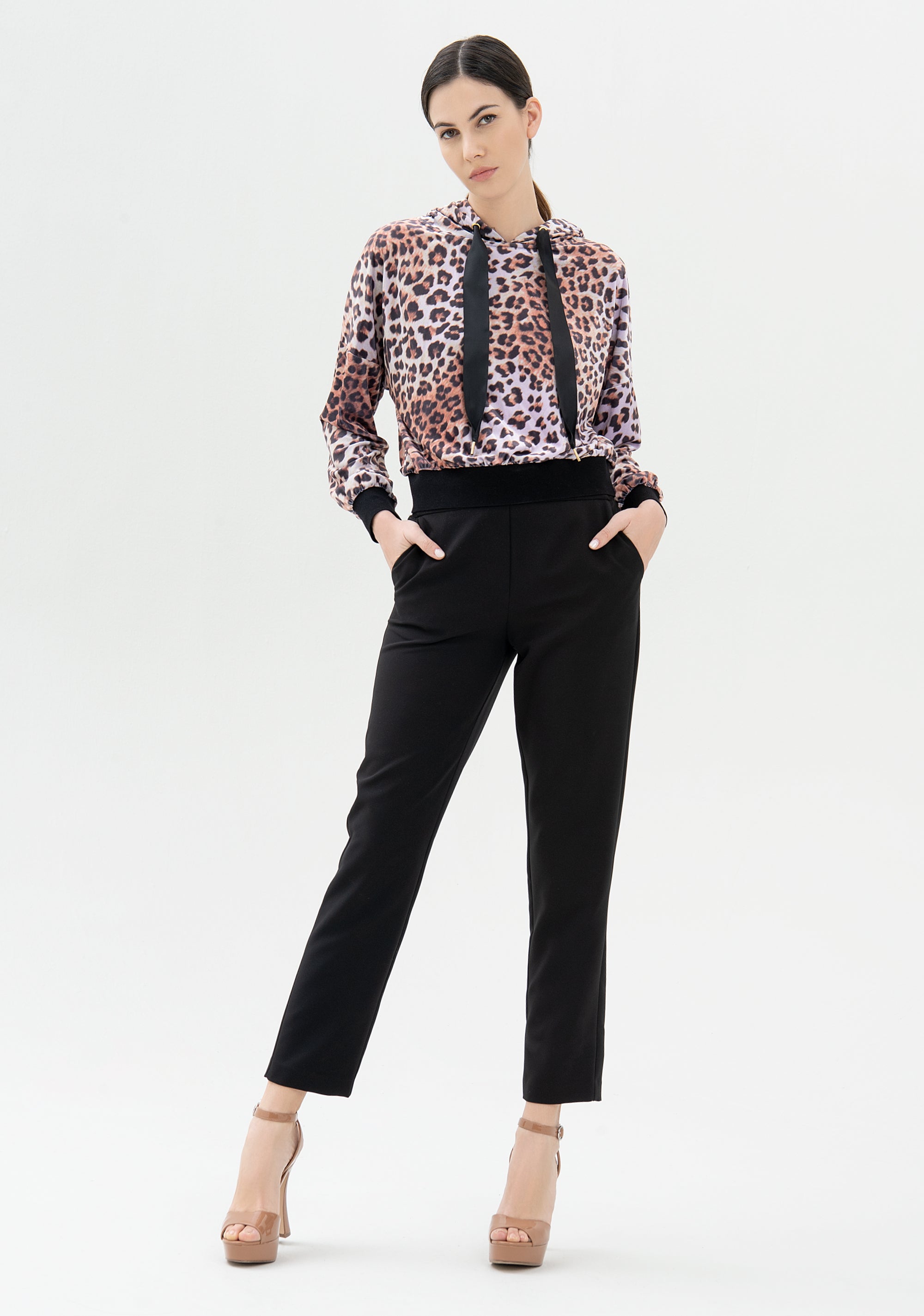 Felpa cropped con stampa animalier-FRACOMINA-FR21WT9014F429N4
