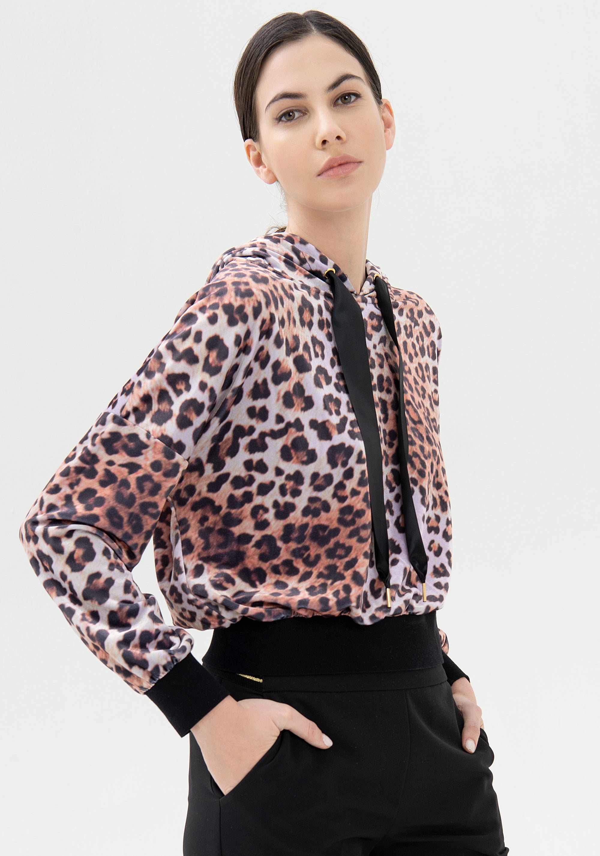 Felpa cropped con stampa animalier-FRACOMINA-FR21WT9014F429N4