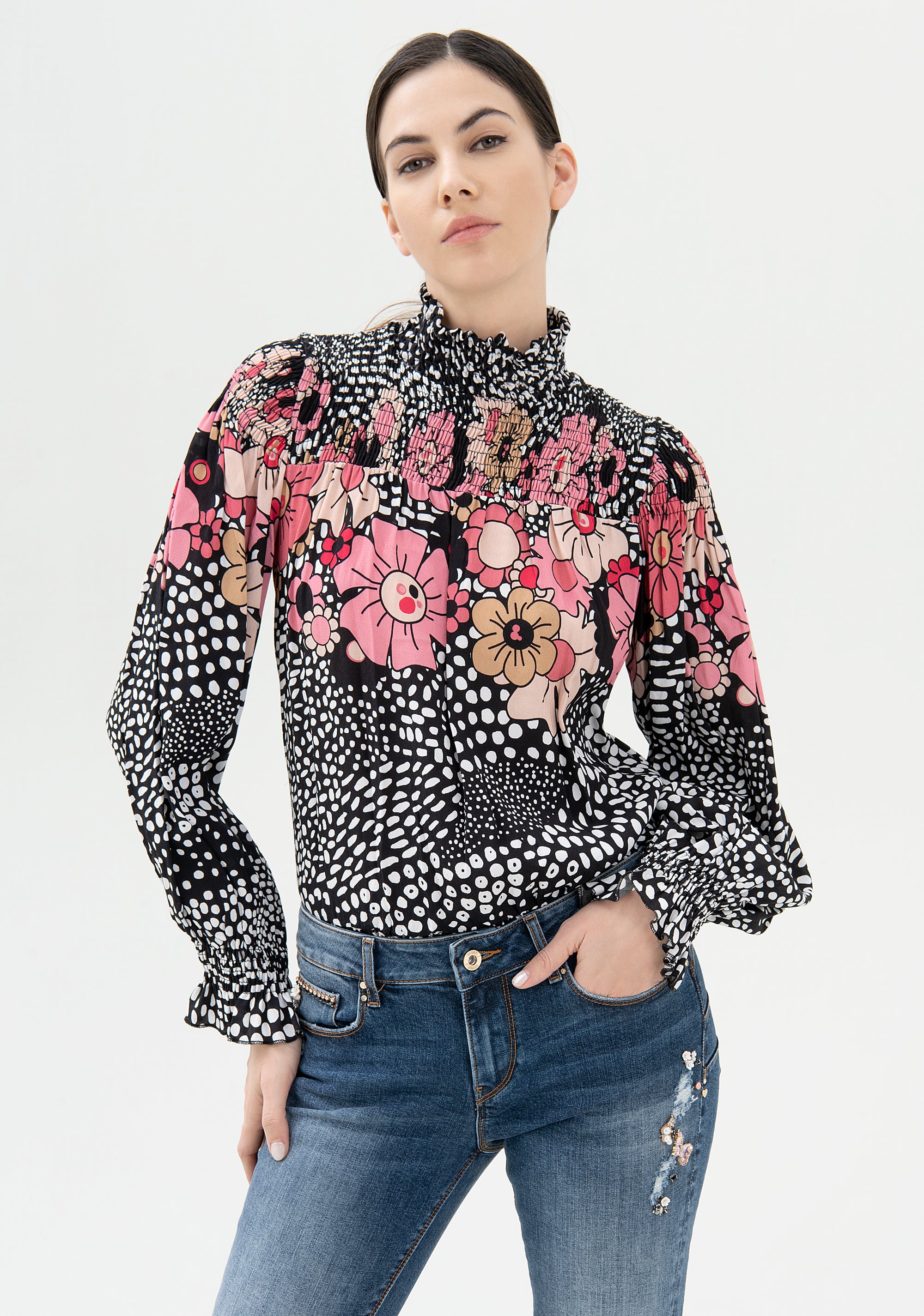 Jeans skinny effetto push up in denim con lavaggio medio-FRACOMINA-FR21WV1001D409N7